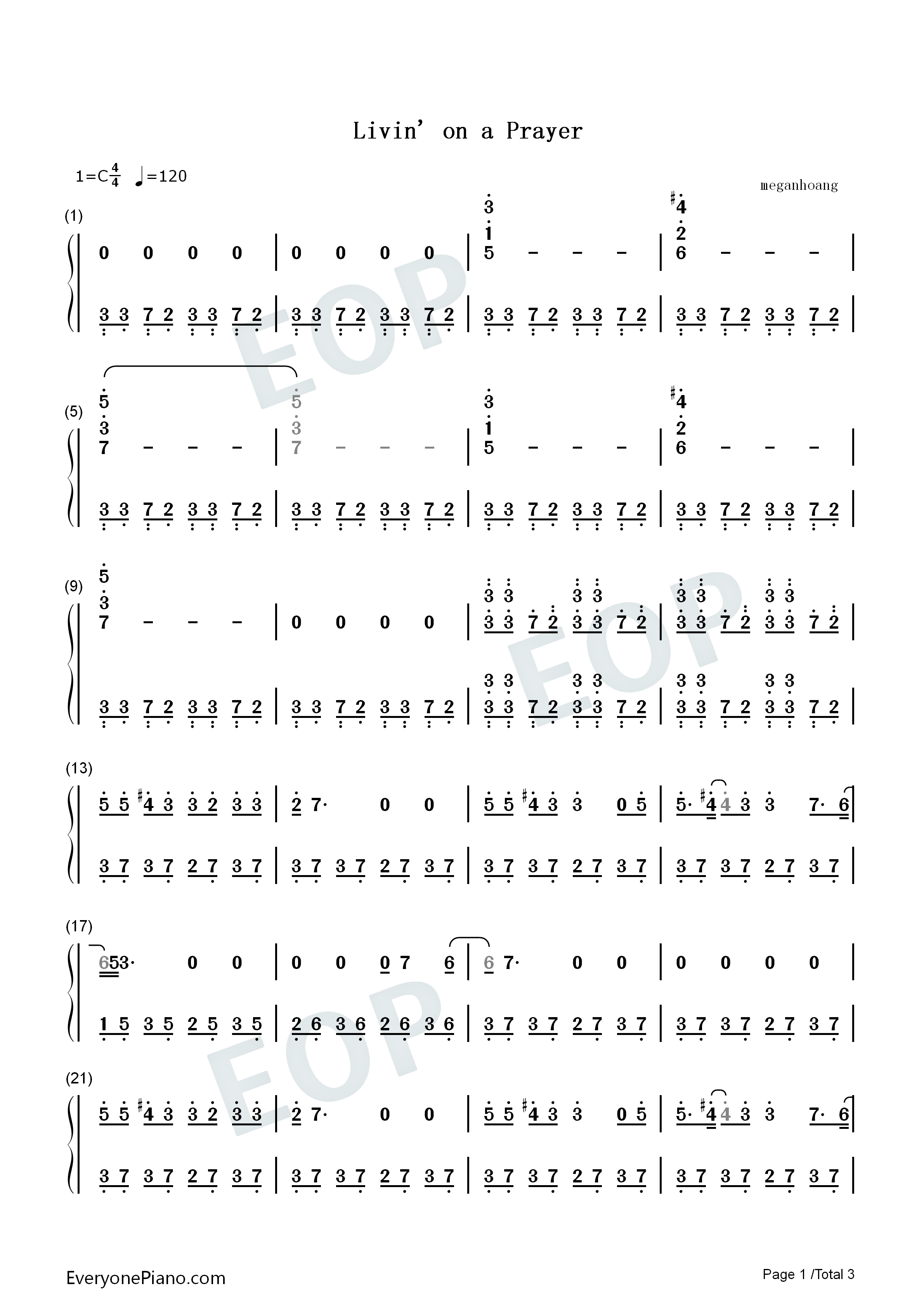 Livin_on_a_Prayer钢琴简谱_Bon_Jovi演唱