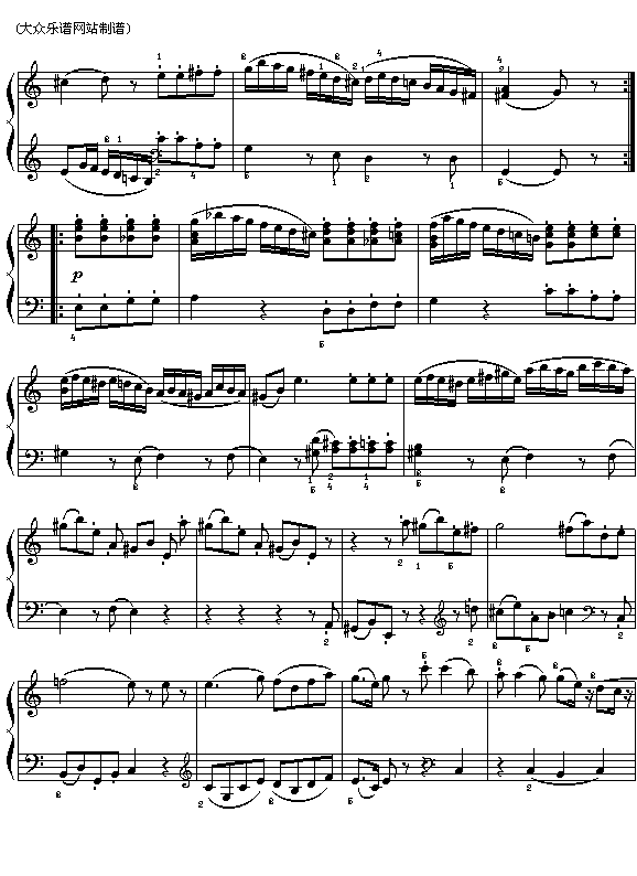 莫扎特:_浪漫曲_选自_G大调弦乐小夜曲_第二乐章简谱