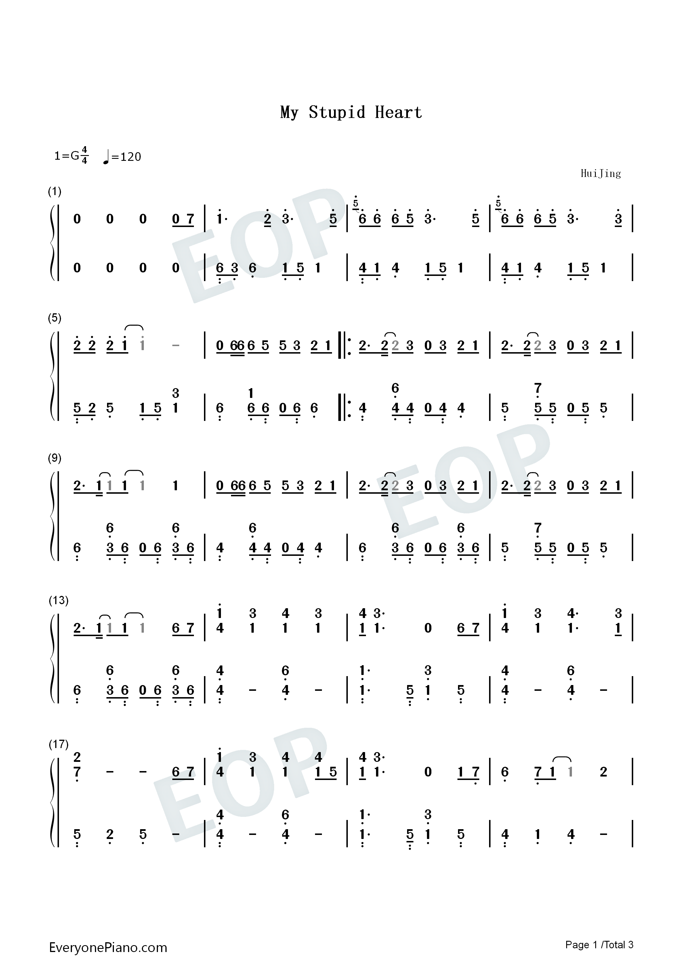 My_Stupid_Heart钢琴简谱_Walk_off_the_Earth_Luminati_Suns演唱