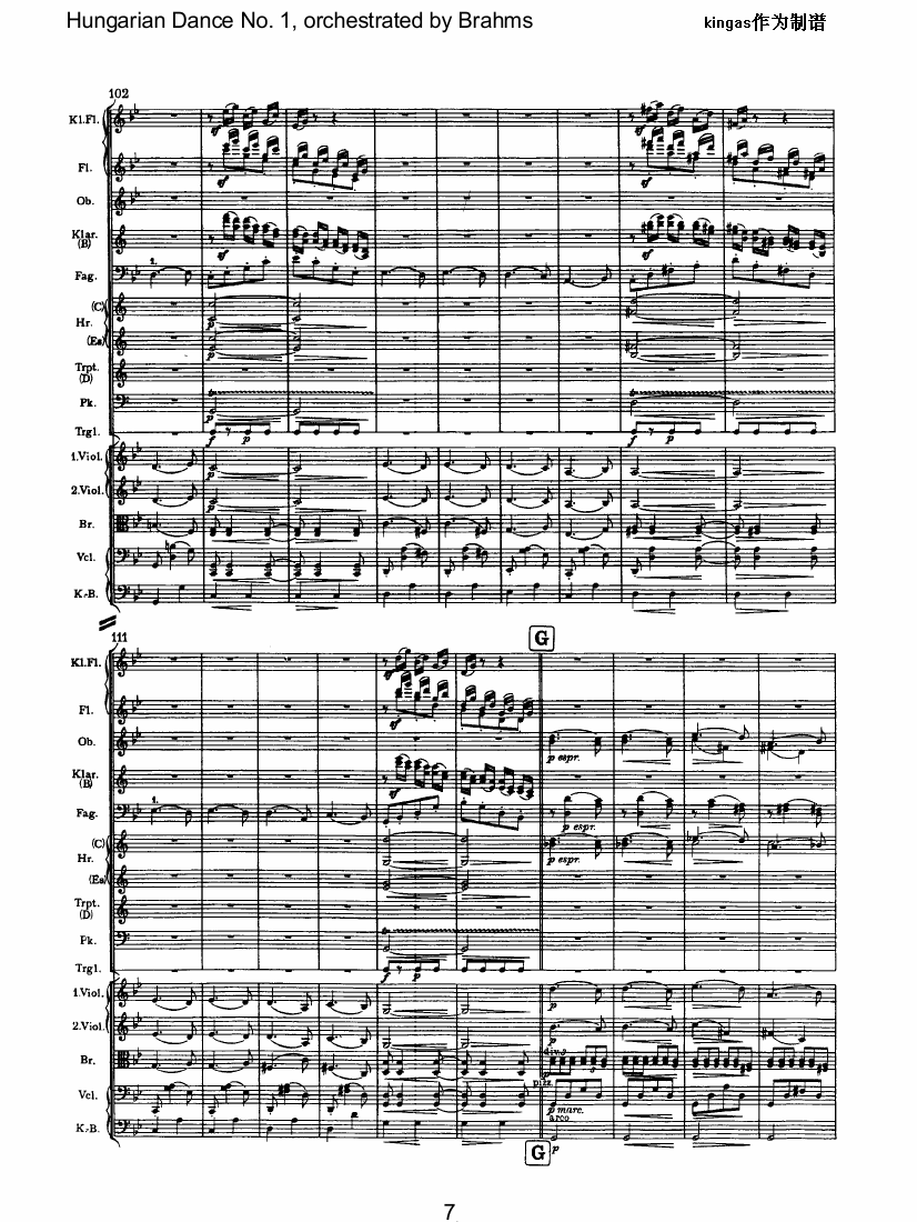 勃拉姆斯作品系列之匈牙利舞曲第一号G小调简谱_勃拉姆斯演唱