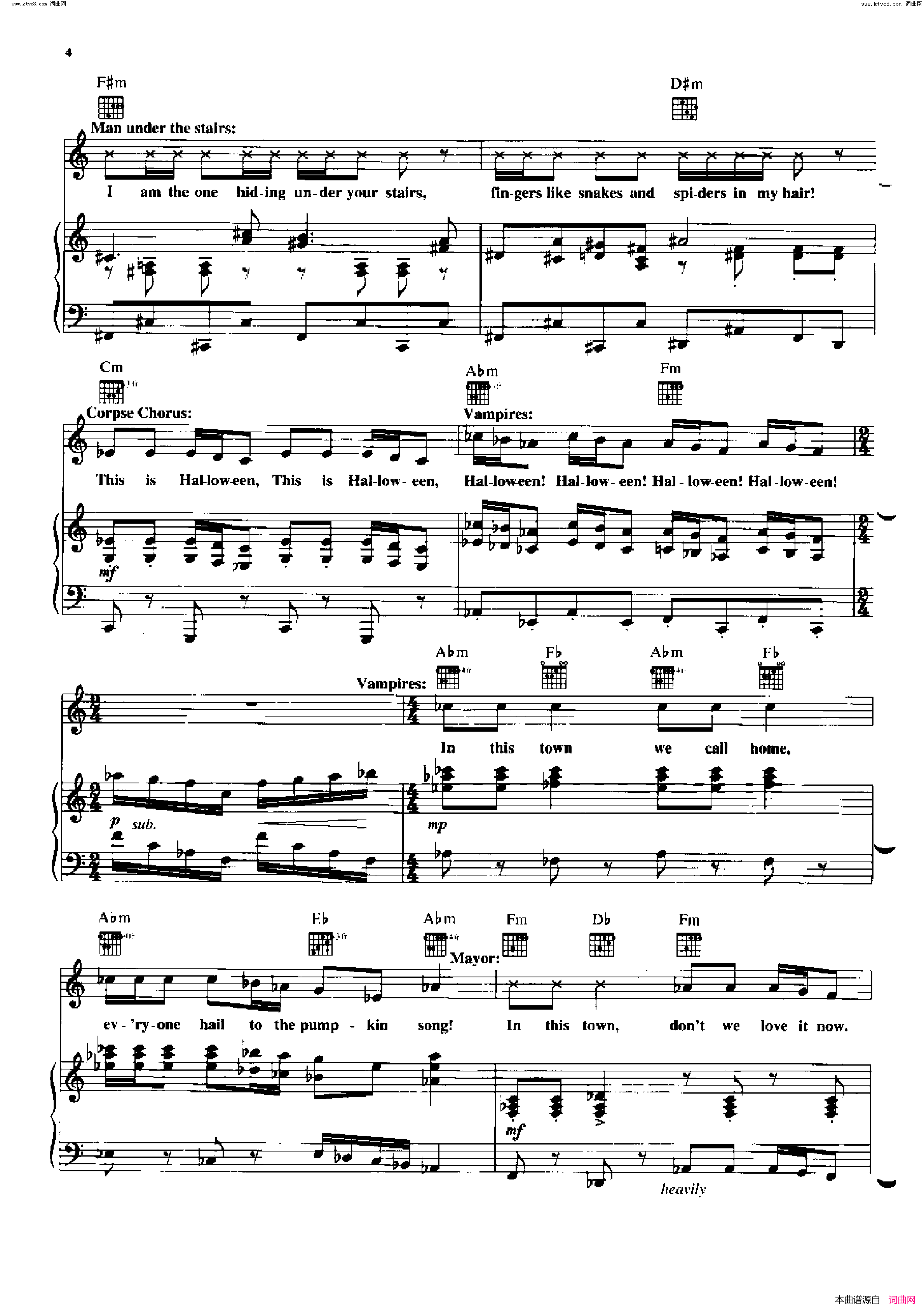 This_Is_Halloween___Panic_at_the_Disco歌曲_人声吉他钢琴谱简谱