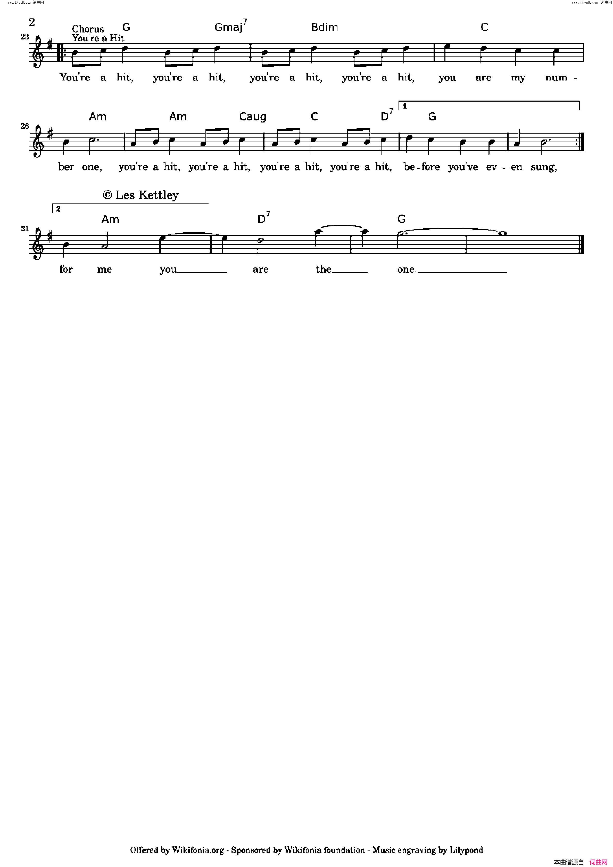 You&acute;re_a_Hit歌曲_人声伴奏简谱