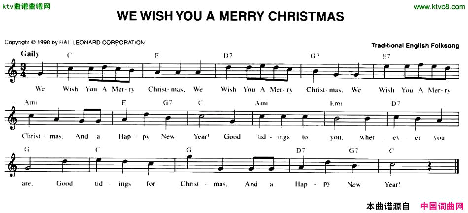 WEWISHYOUMERRYCHRISTMAS简谱