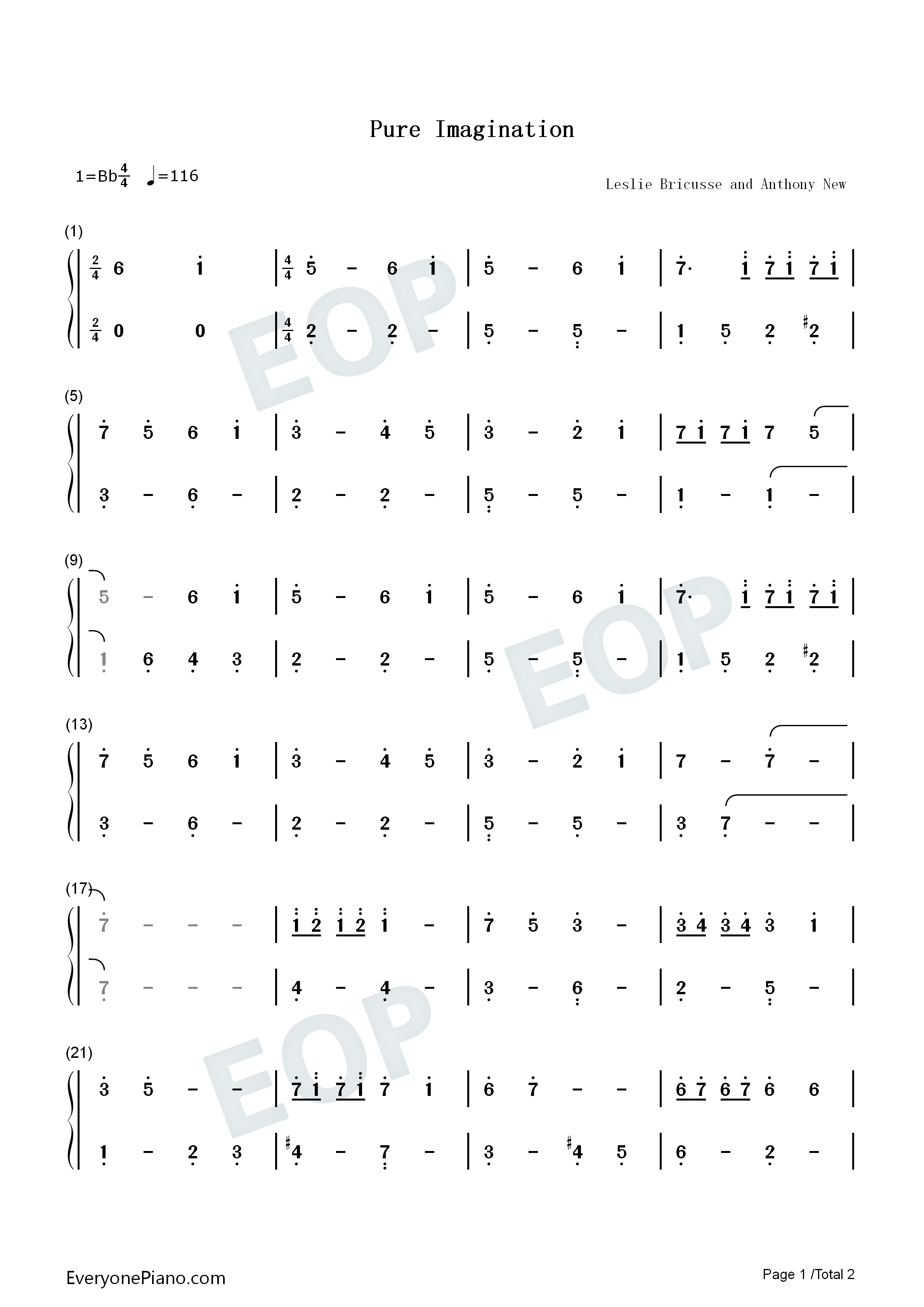 Pure_Imagination钢琴简谱_Gene_Wilder演唱