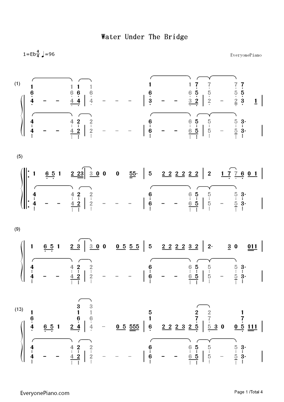 Water_Under_the_Bridge钢琴简谱_Adele演唱