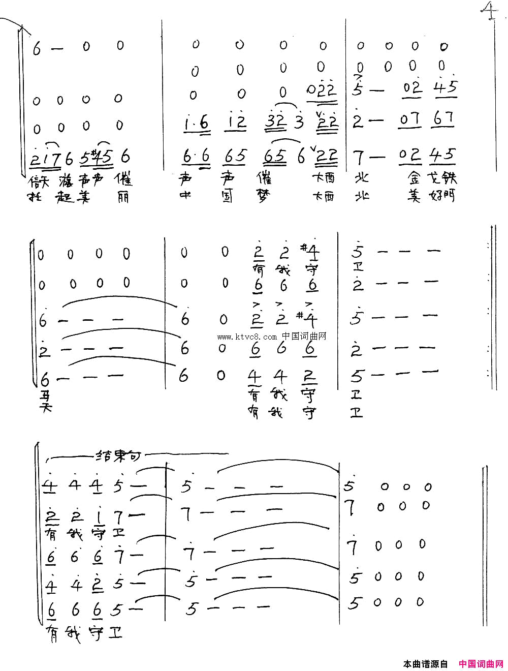 守卫大西北简谱_张永君演唱_刘顶柱/李杰、李赫词曲