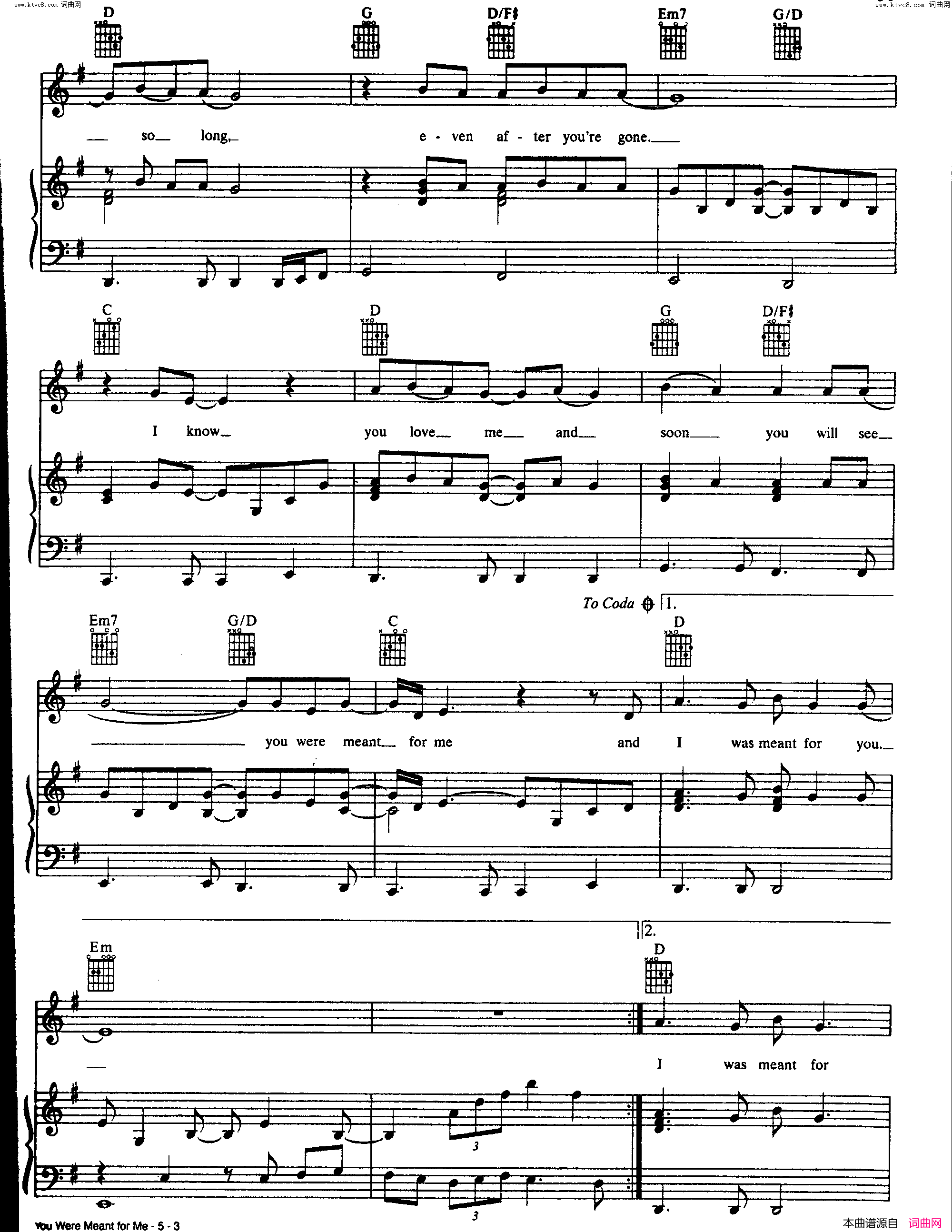 You_Were_Meant_For_Me歌曲_人声吉他钢琴谱简谱