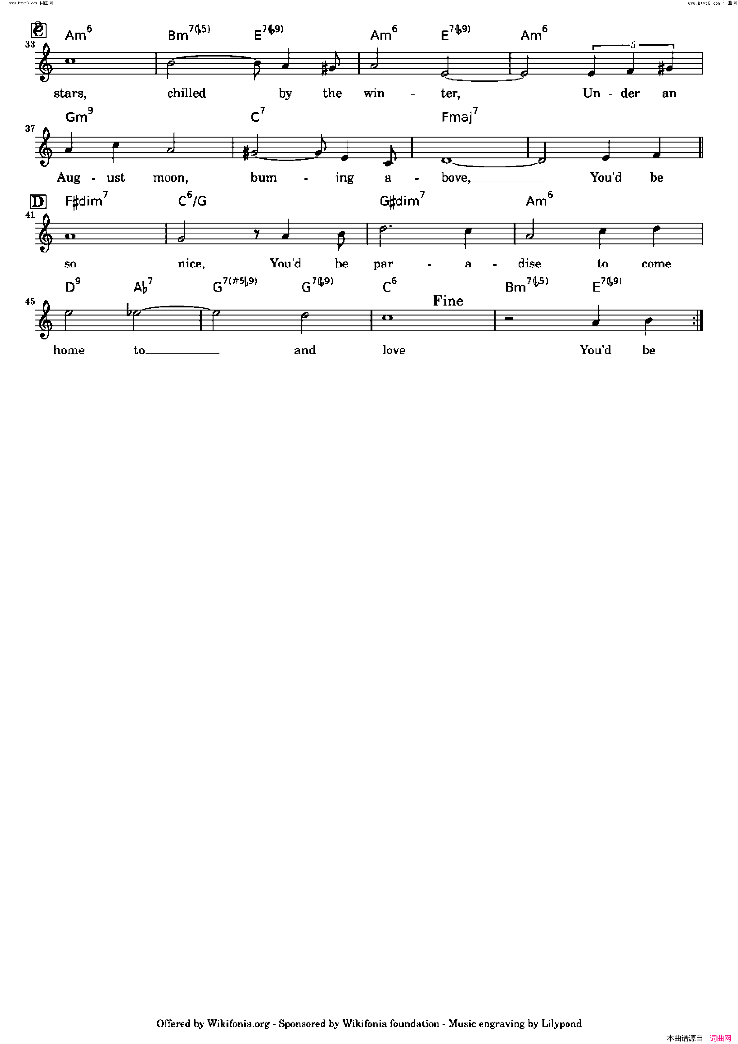 You&acute;d_Be_So_Nice_To_Come_Home_To歌曲_人声伴奏简谱