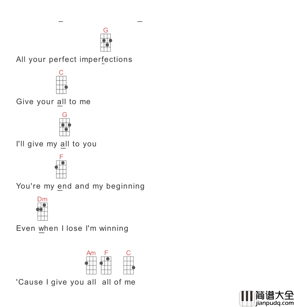 all_of_me吉他谱_Johnlegend_我的一切,饱满的爱至情至深