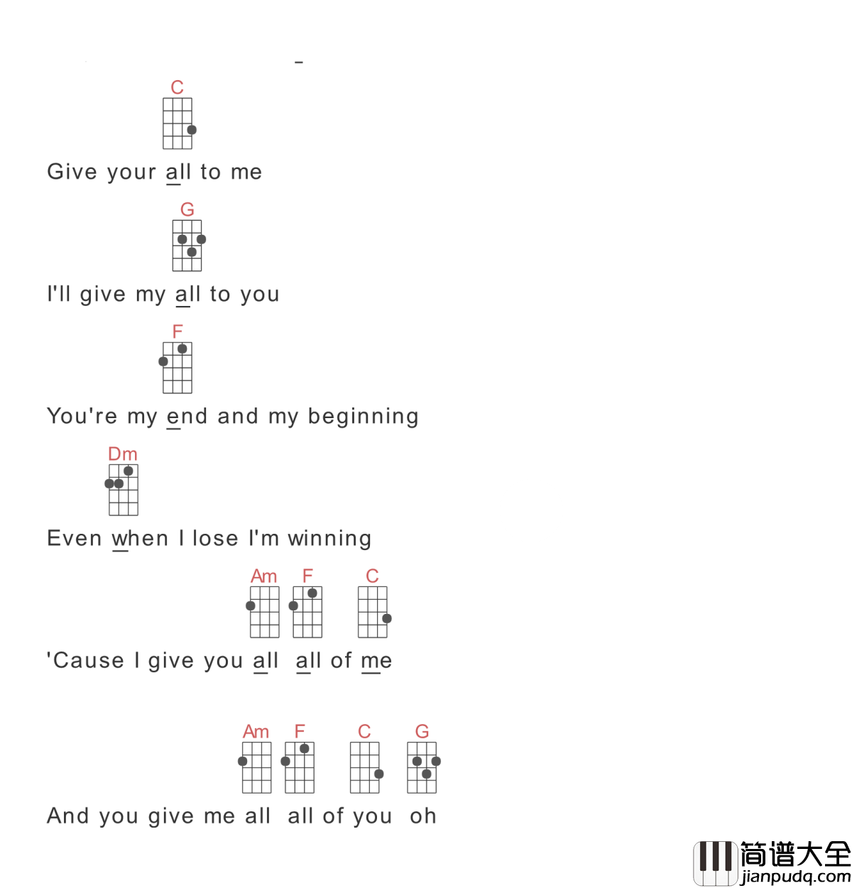 all_of_me吉他谱_Johnlegend_我的一切,饱满的爱至情至深