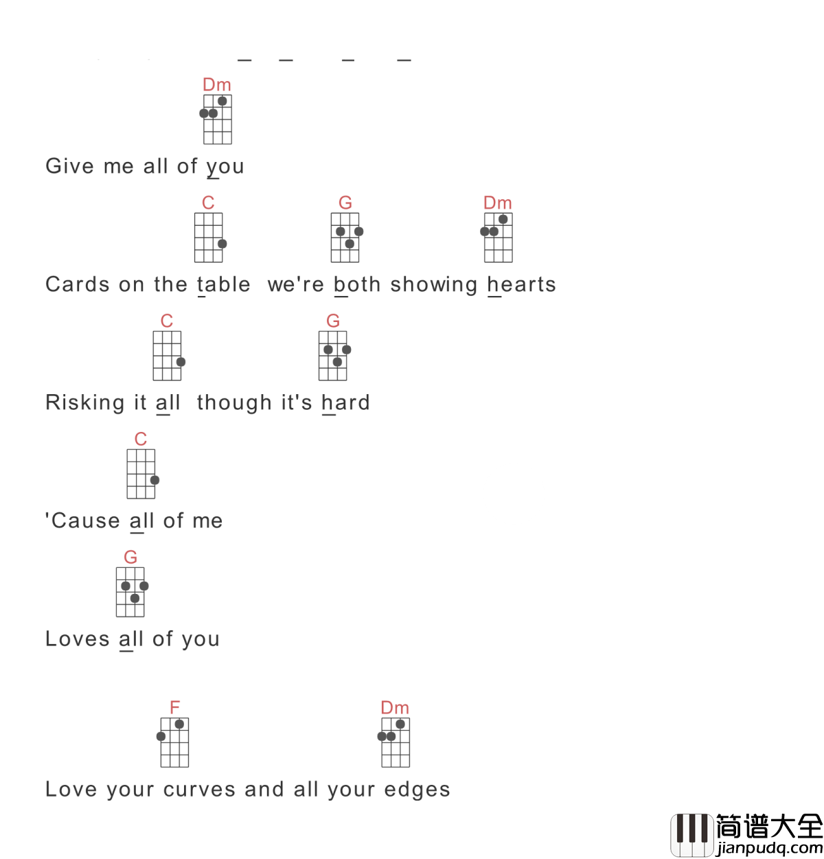 all_of_me吉他谱_Johnlegend_我的一切,饱满的爱至情至深