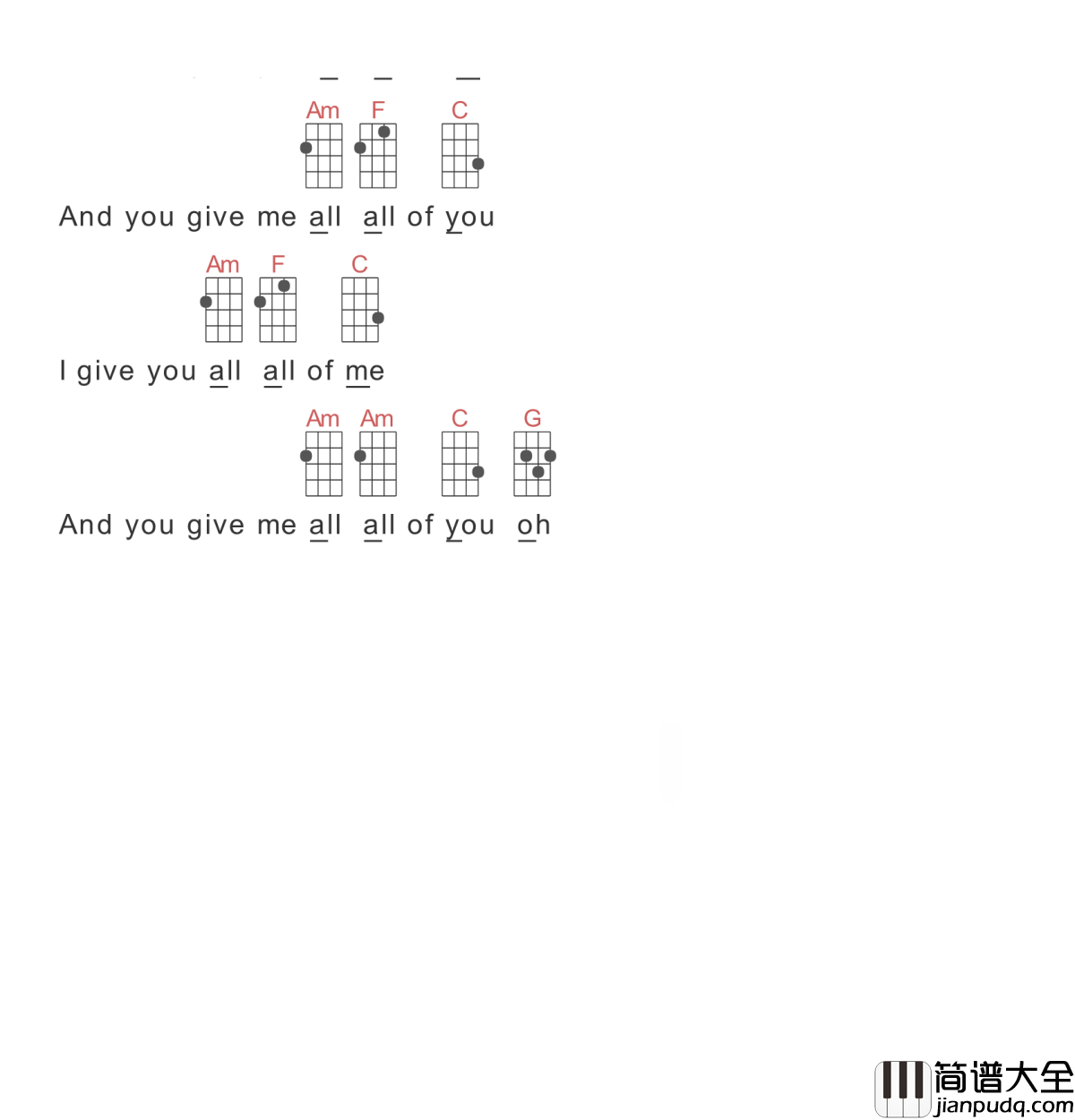 all_of_me吉他谱_Johnlegend_我的一切,饱满的爱至情至深