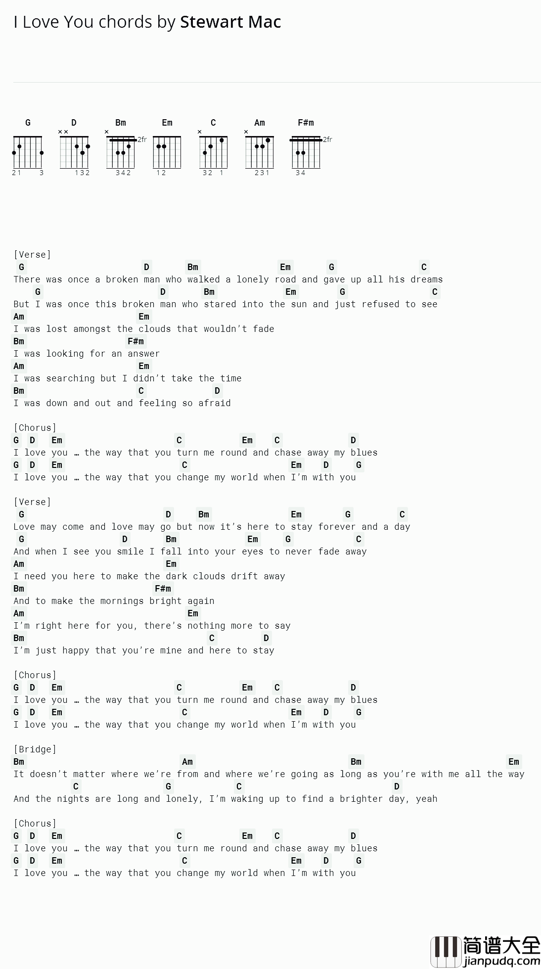 i_love_you吉他谱_Stewart_Mac_另样的浪漫,听到心都暖化了