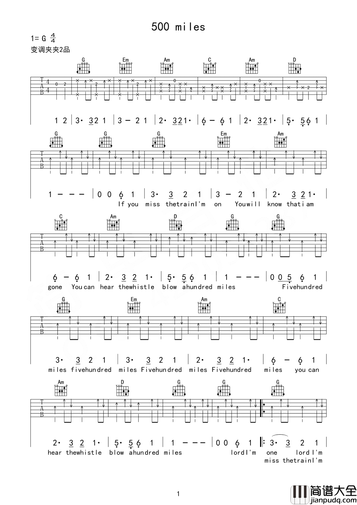 500_miles吉他谱_The_Brothers_Four_、深处从未被人发现过的灵泉音乐,就沁入心脾