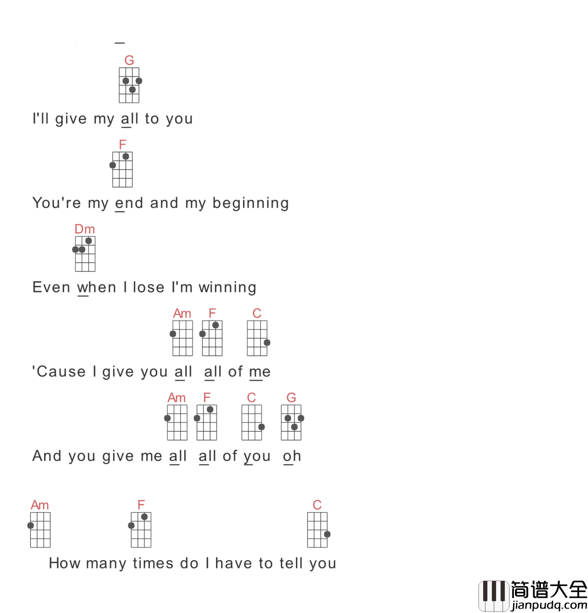 all_of_me吉他谱_Johnlegend_我的一切,饱满的爱至情至深