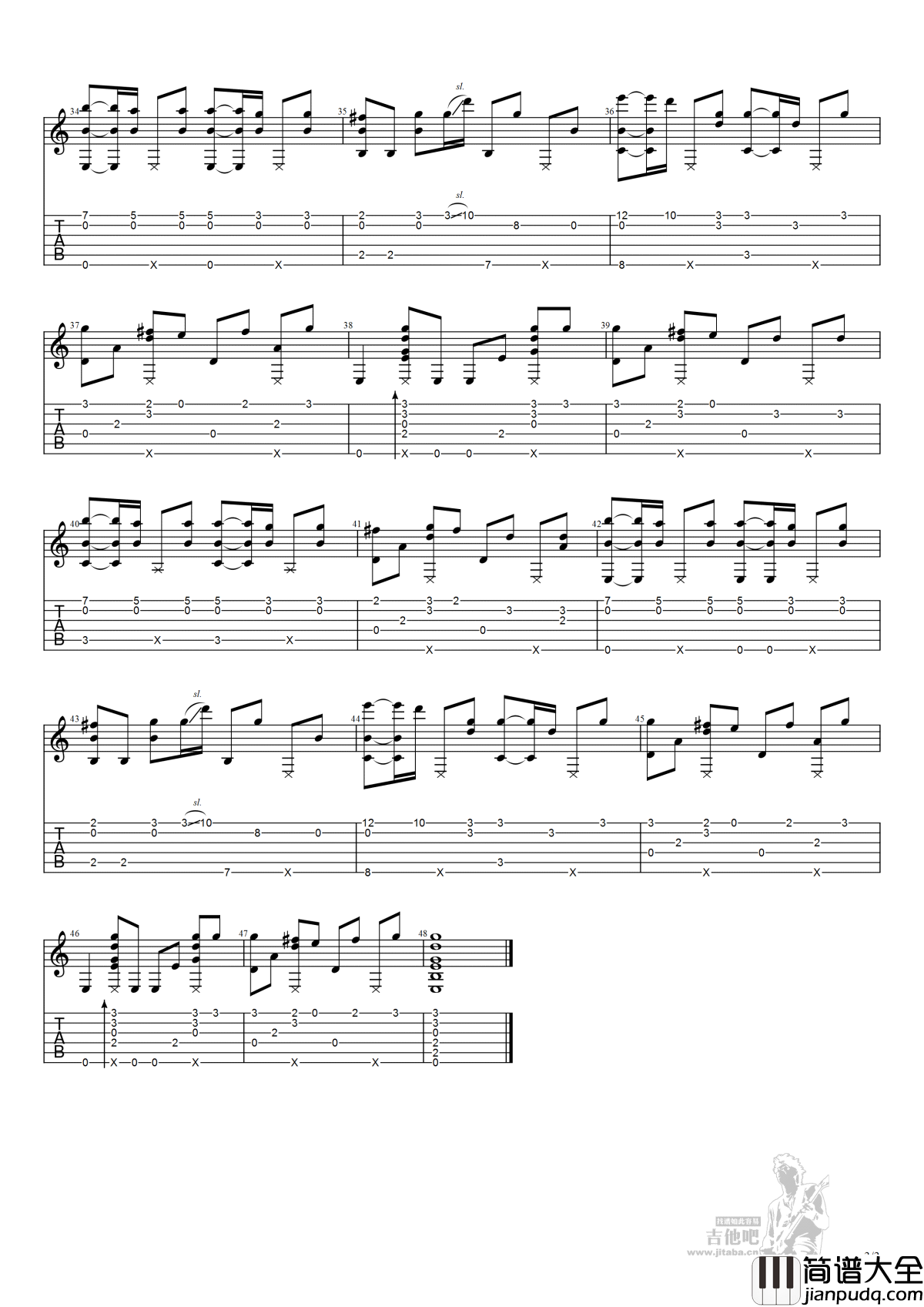 unravel指弹谱__东京喰种_主题曲_高清图片谱_吉他独奏谱