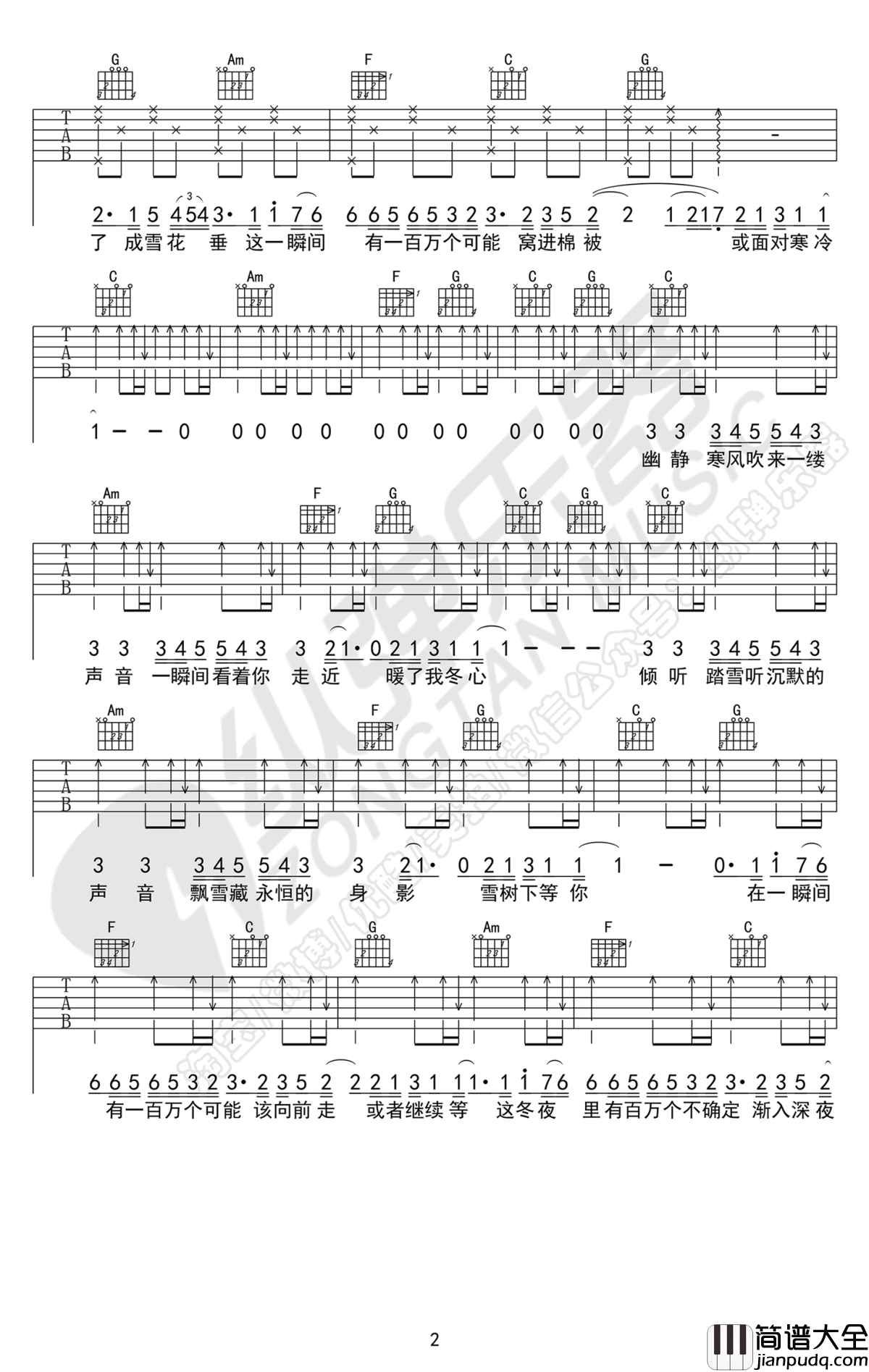 一百万个可能吉他谱_Christine_Welch(克丽丝叮)_抖音歌曲
