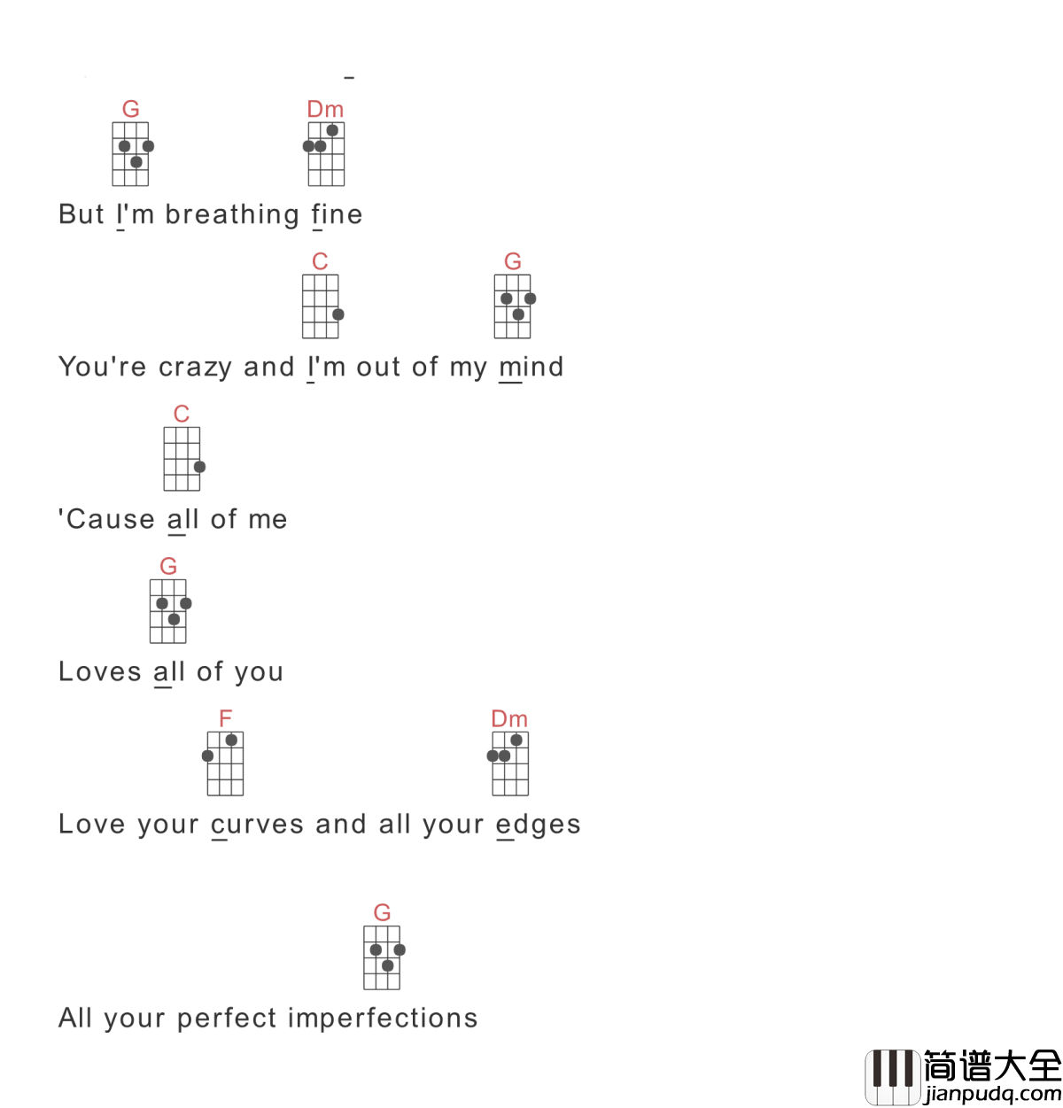 all_of_me吉他谱_Johnlegend_我的一切,饱满的爱至情至深