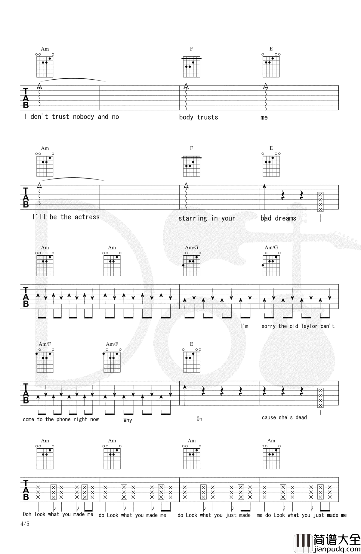Look_What_You_Made_Me_Do吉他谱_Taylor_Swift_弹唱六线谱