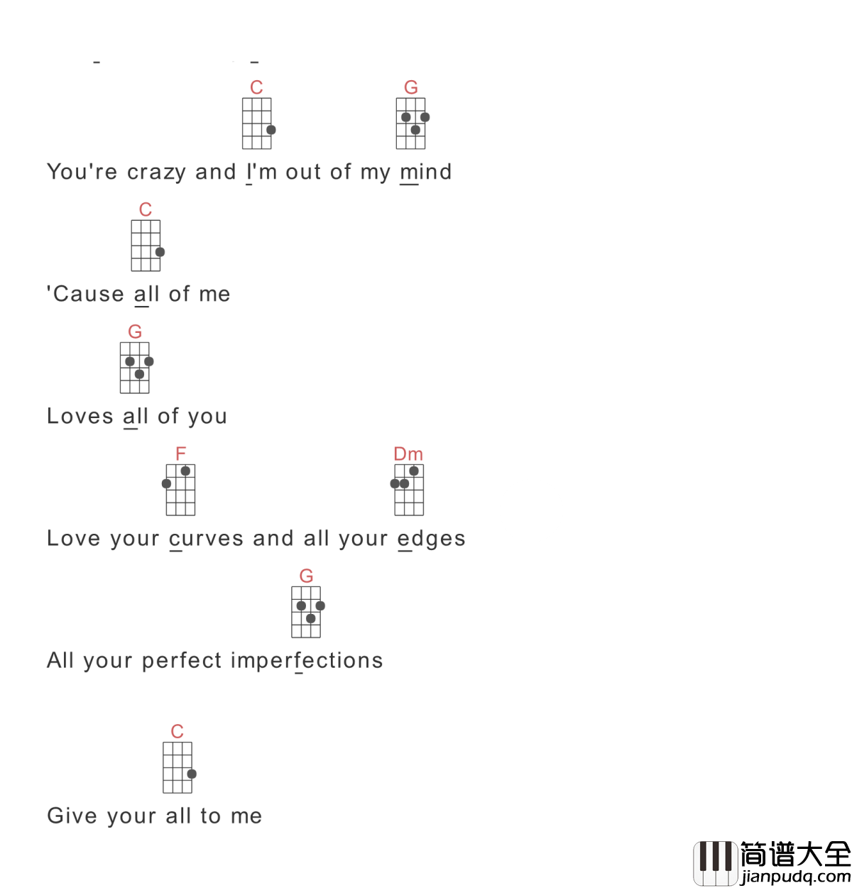 all_of_me吉他谱_Johnlegend_我的一切,饱满的爱至情至深