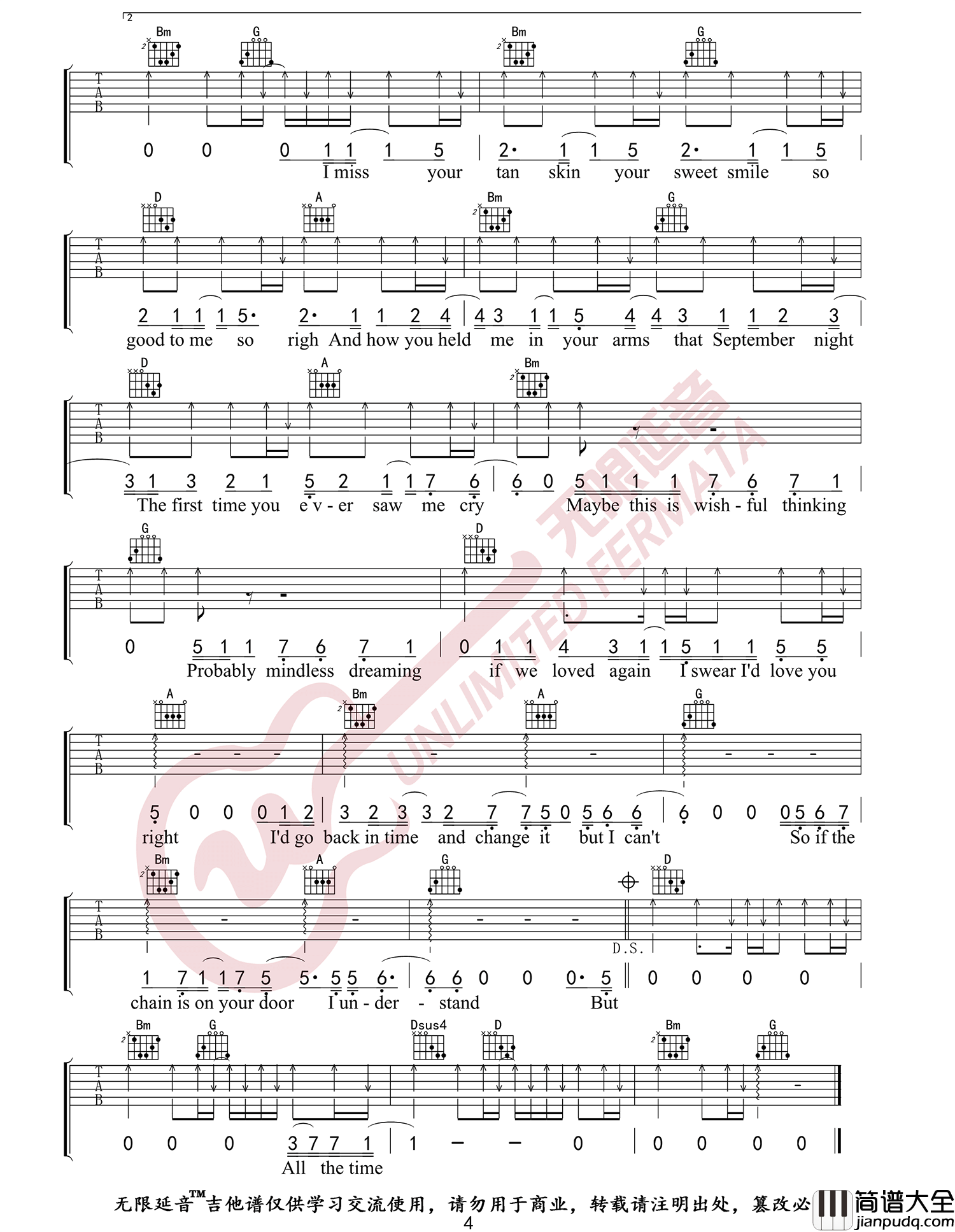 _Back_To_December_吉他谱_Taylor_Swift_D调原版弹唱六线谱