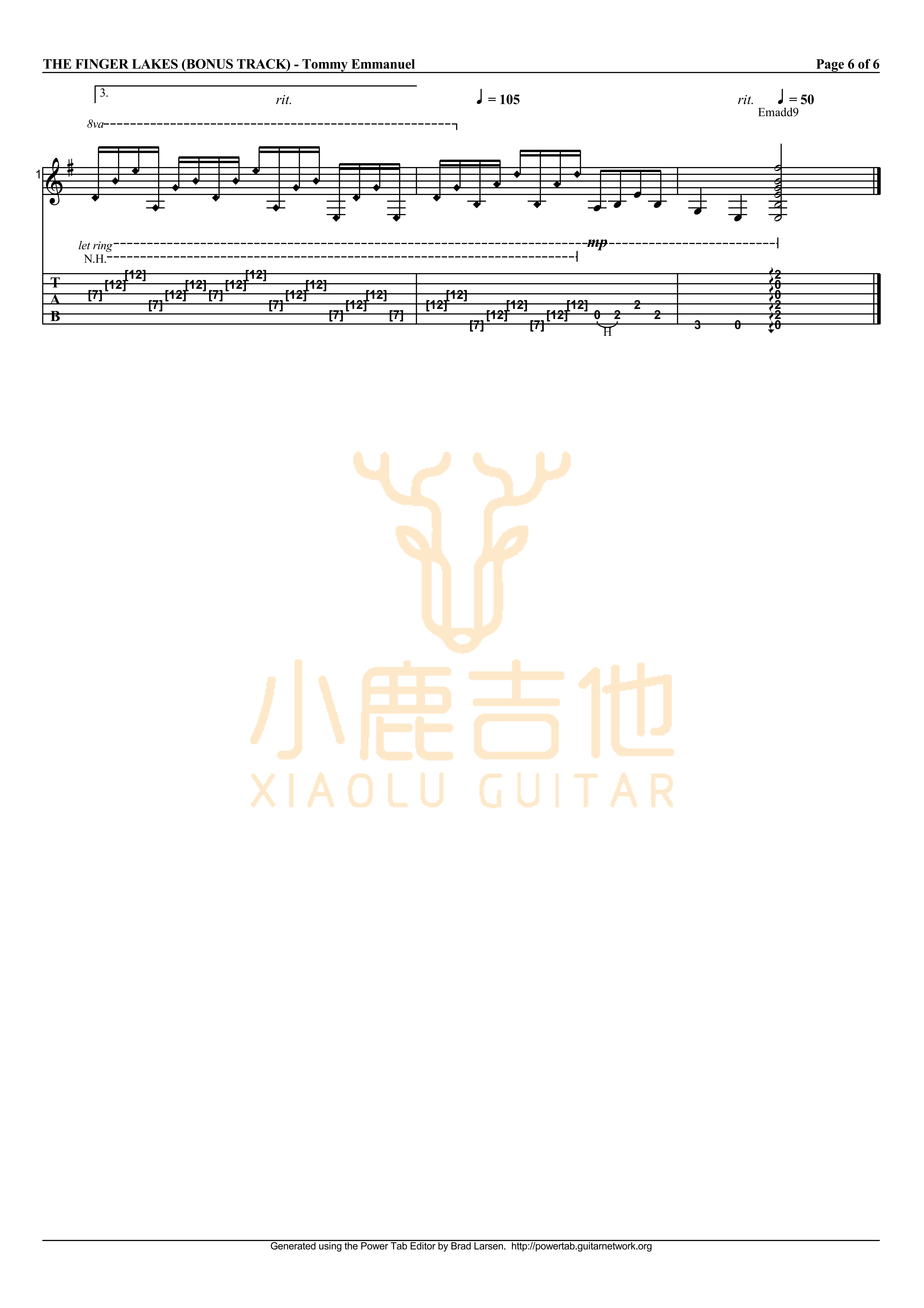 The_Finger_Lakes_Tommy_Emmanuel指弹吉他谱（小鹿吉他）