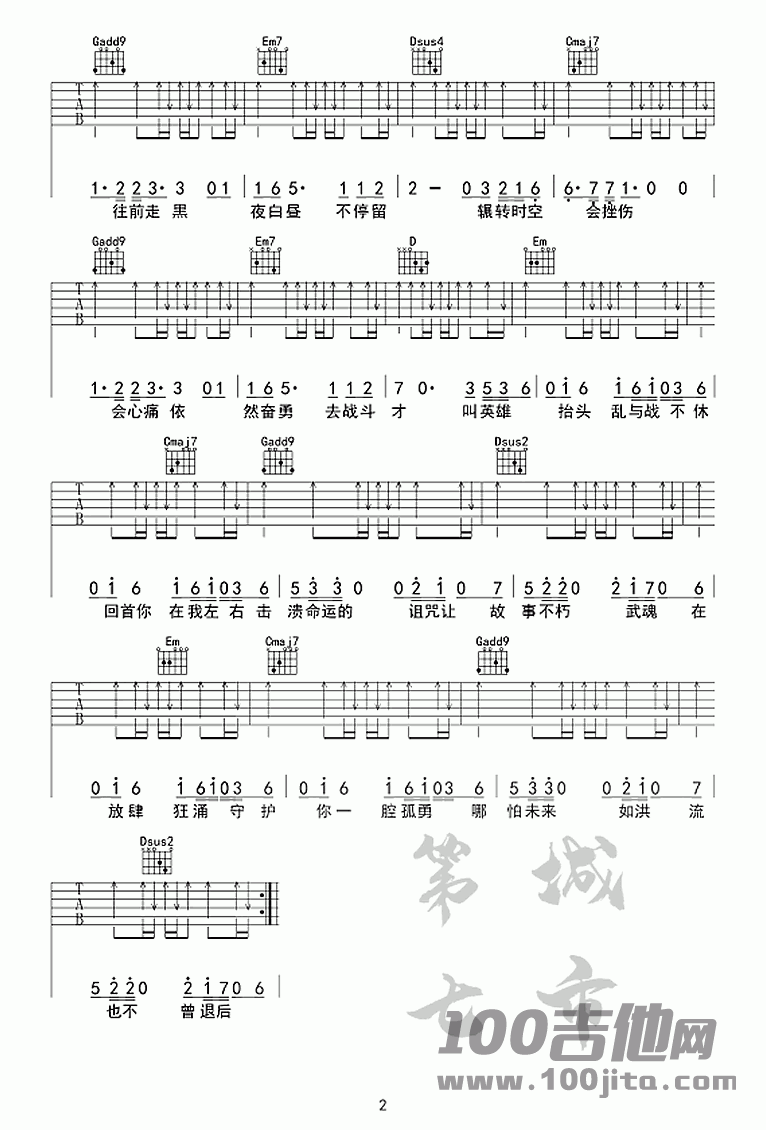 _破茧_吉他谱_张韶涵_斗罗大陆吉他谱