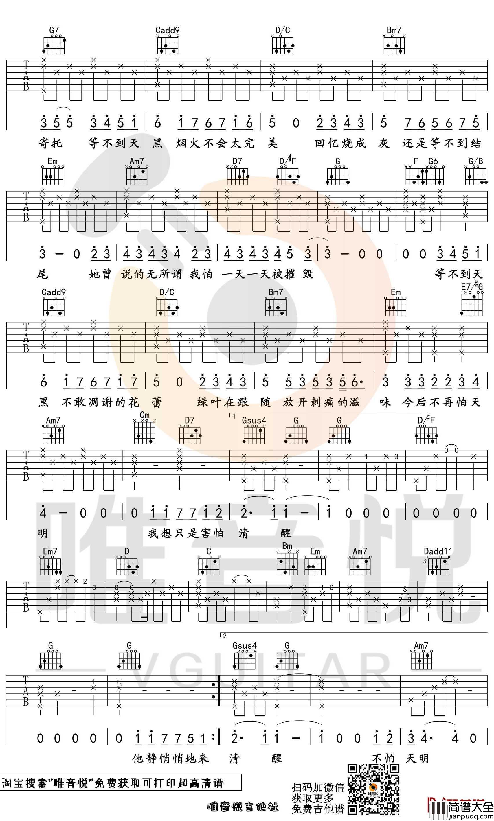 她说吉他谱_林俊杰_G调男生版_简单弹唱谱