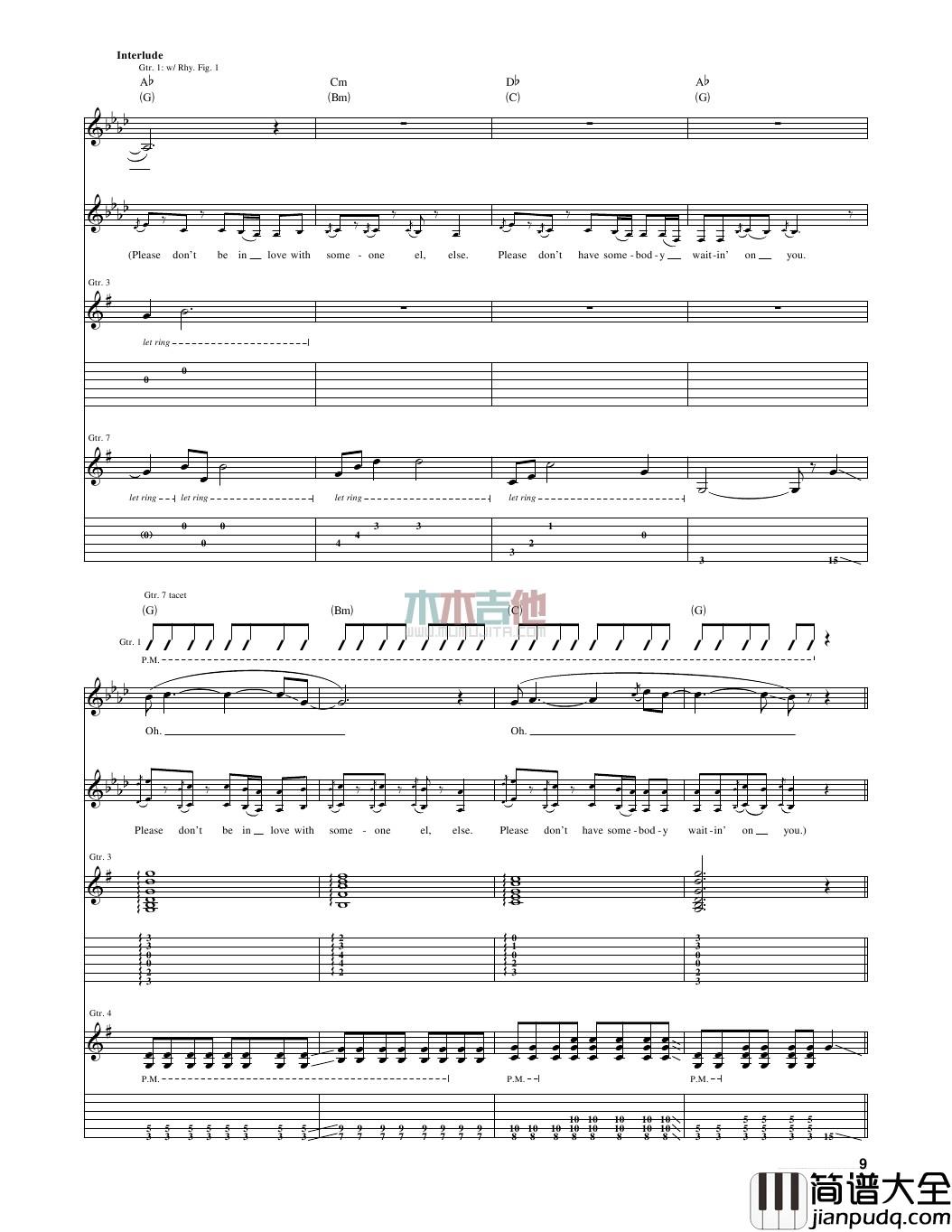 enchanted指弹谱_原调六线谱_木木吉他编配_Taylor_Swift