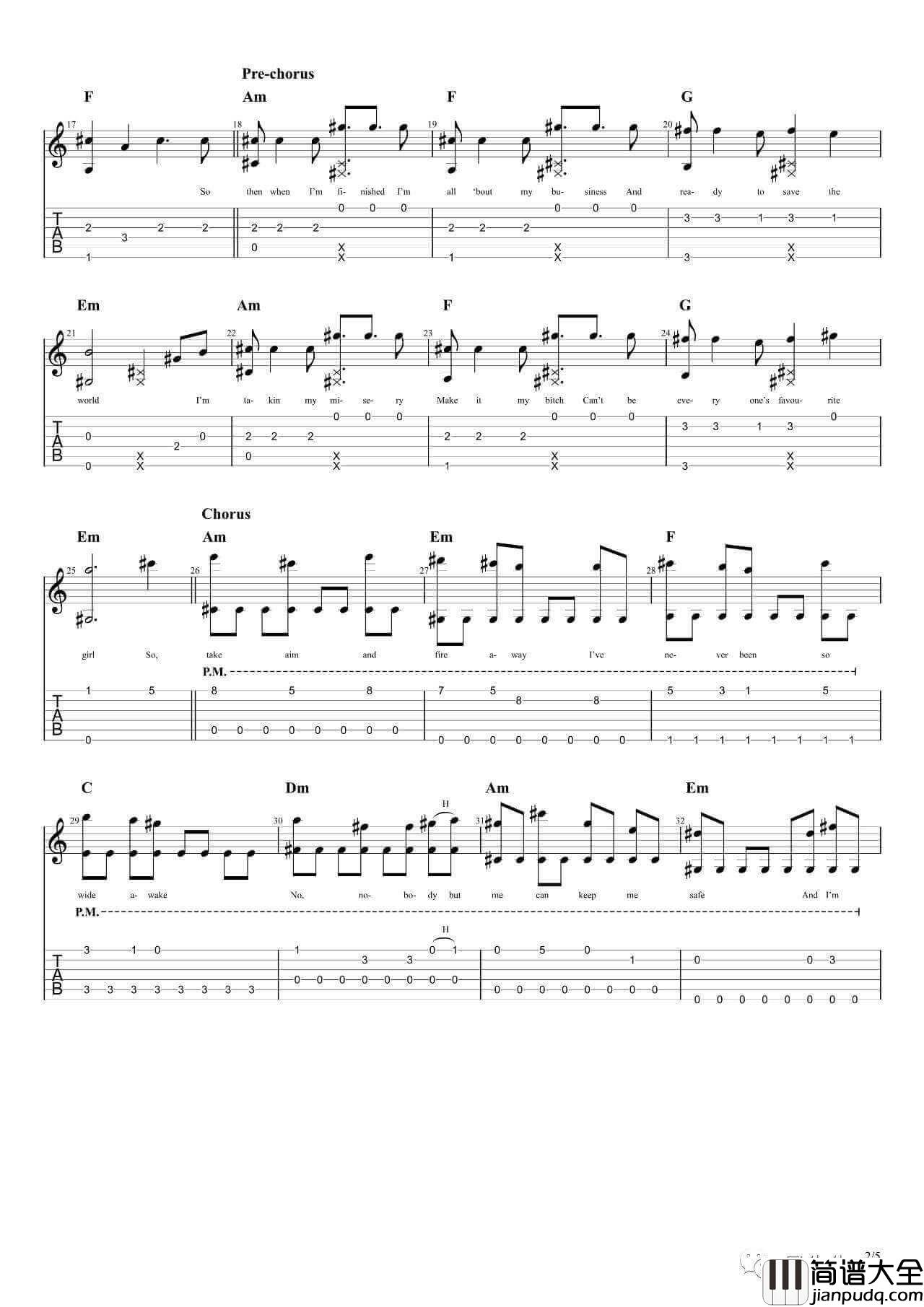 on_the_way吉他谱_C调高清版_Alan_Walker