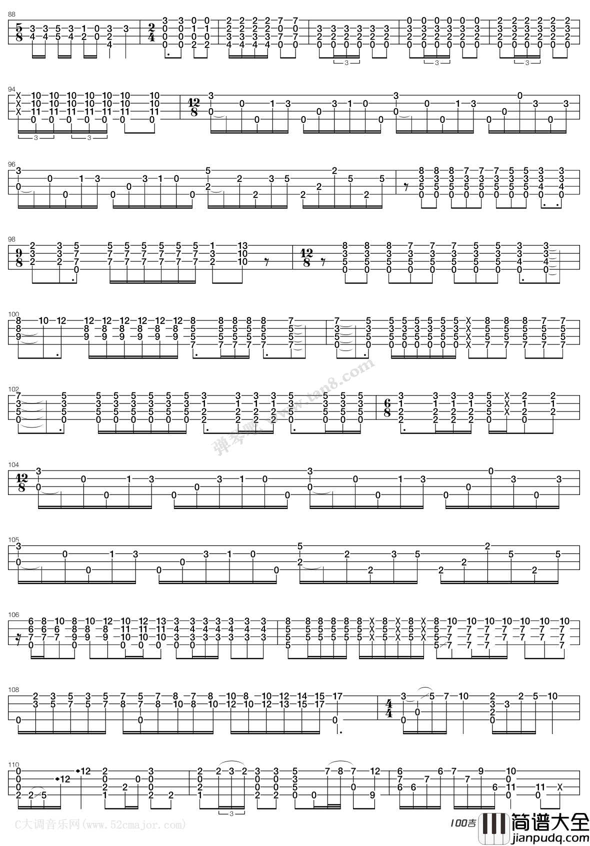 Bohemian_Rhapsody波西米亚狂想曲指弹谱_波西米亚狂想曲吉他独奏谱