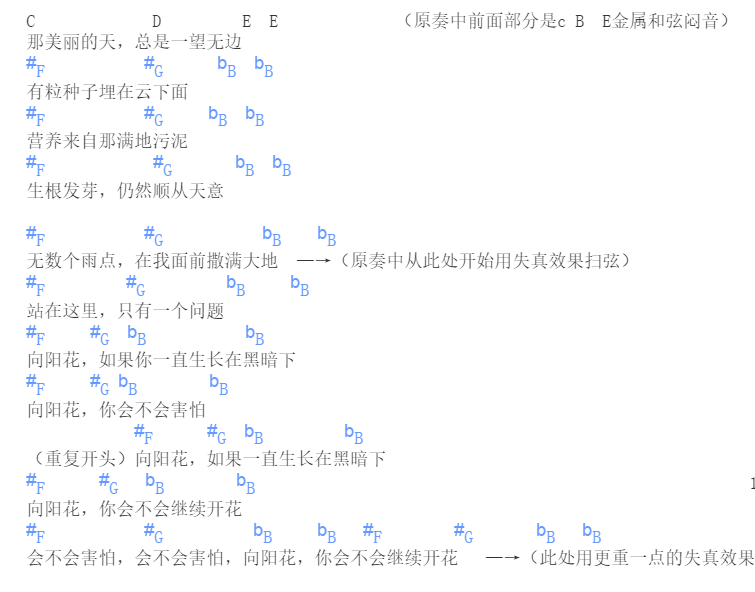 _向阳花_吉他谱__向阳花_吉他指弹谱