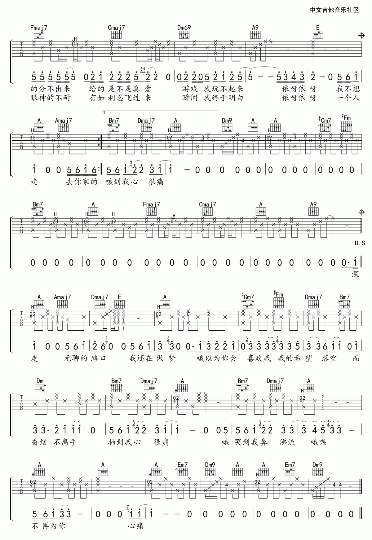 路口吉他谱__张震岳