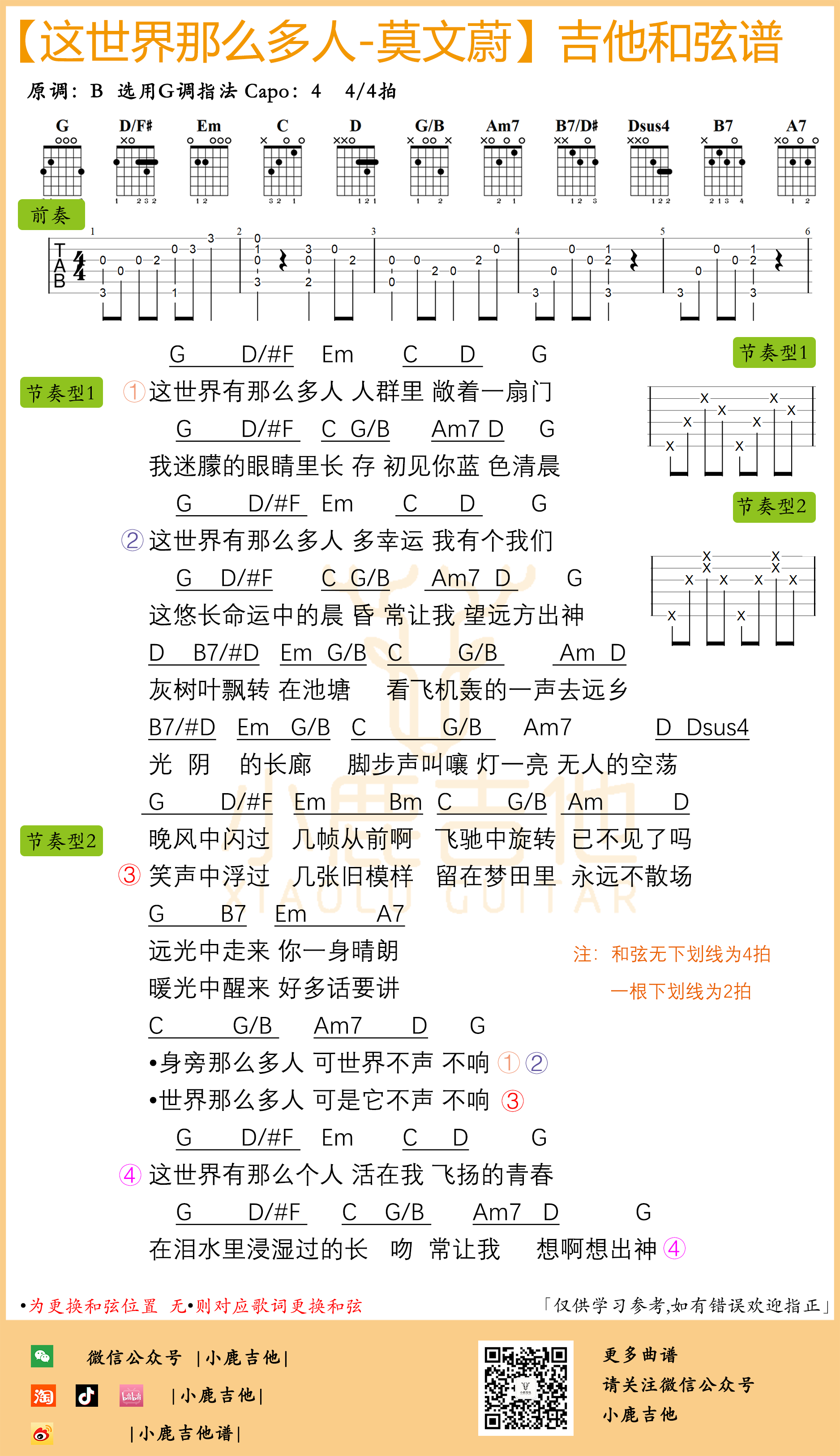_这世界那么多人_吉他谱_莫文蔚(小鹿吉他)