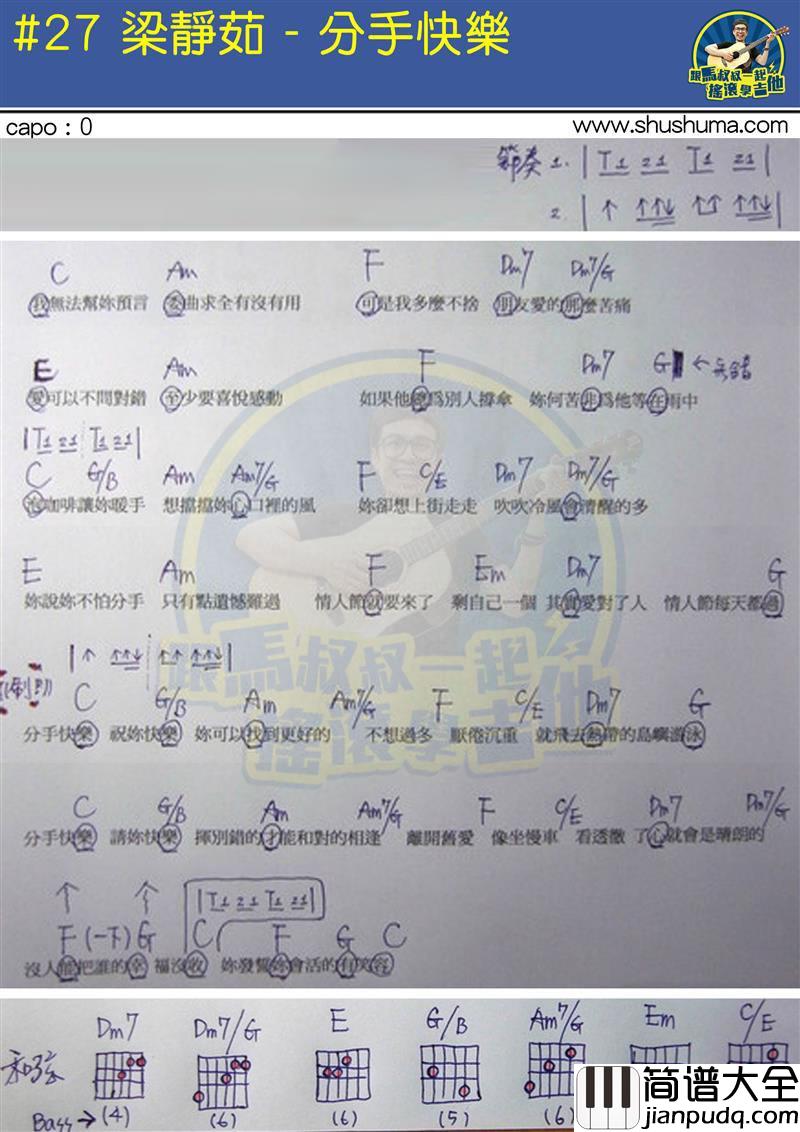 梁静茹_分手快乐_吉他谱_弹唱谱