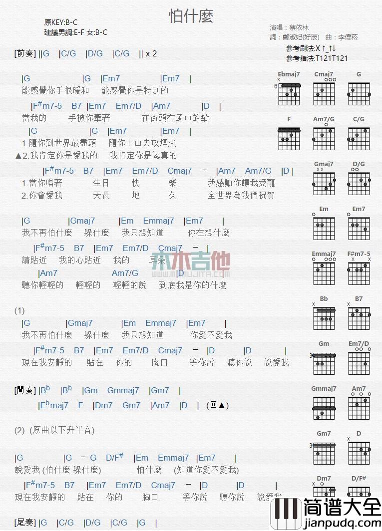 怕什么_吉他谱_蔡依林