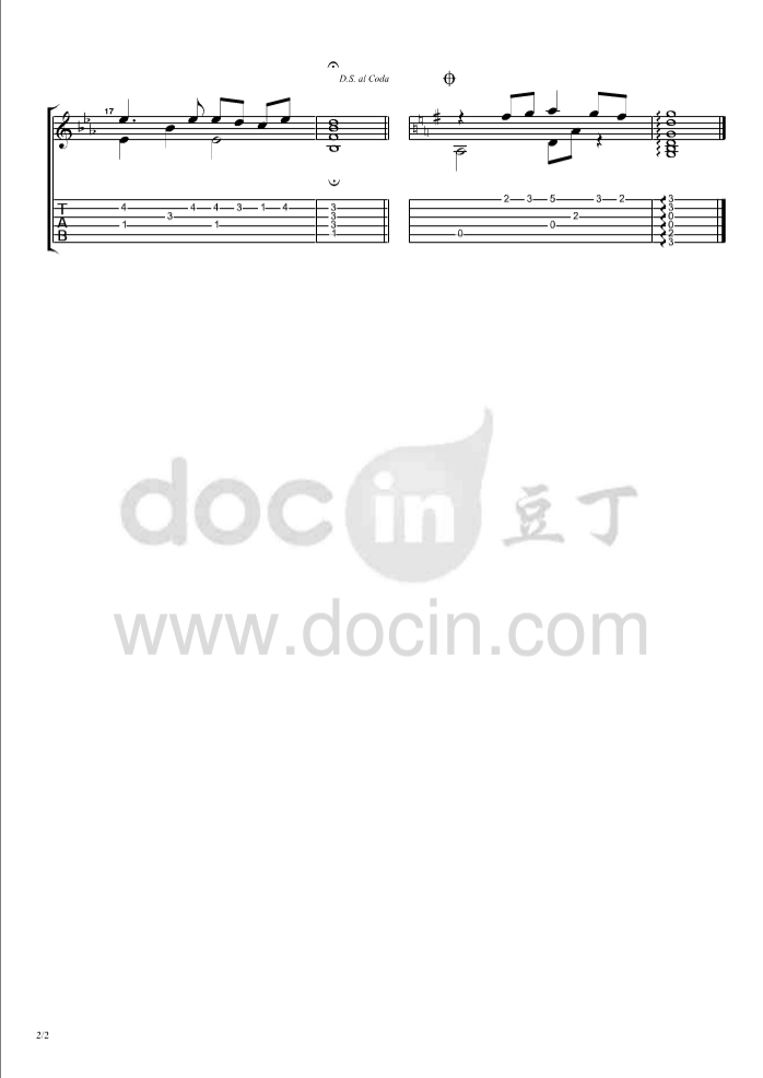 亲情指弹谱_原调六线谱_豆丁网编配_罗文