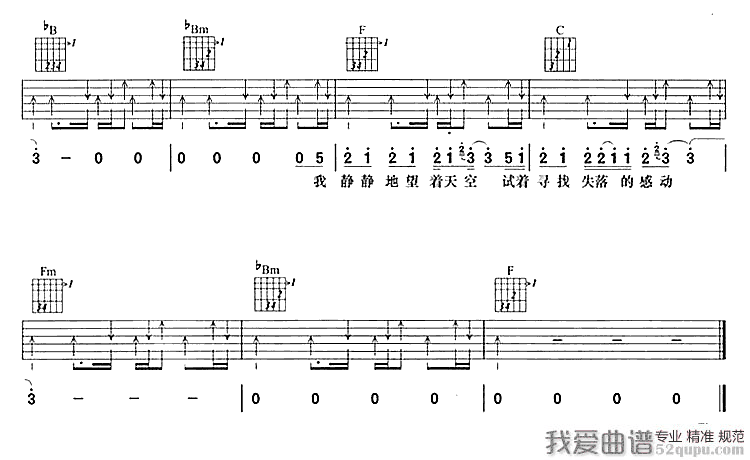 天空吉他谱_F调简单版_我爱曲谱编配_蔡依林