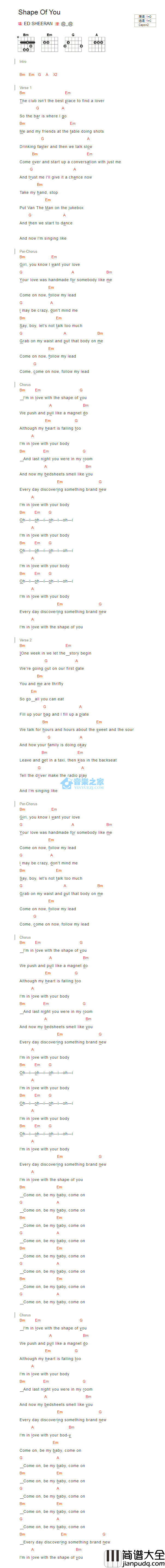 Shape_Of_You_吉他谱_C调版_Ed_Sheeran
