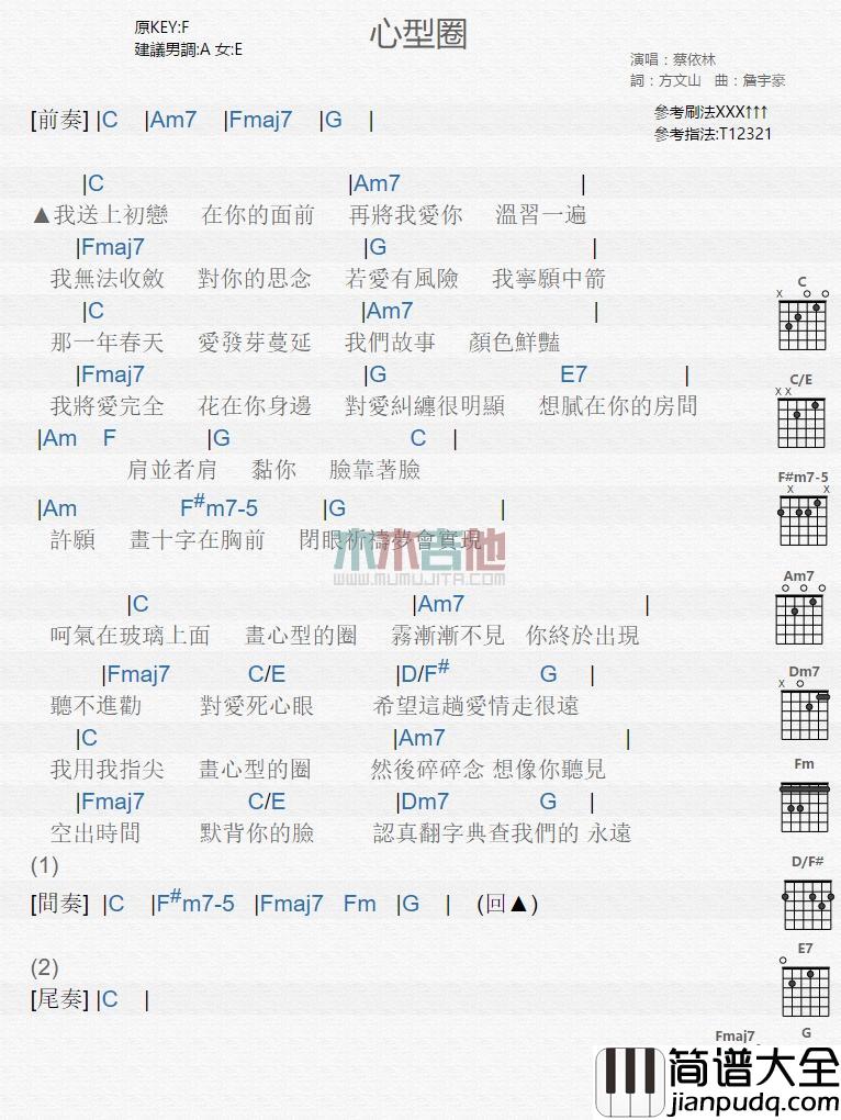 心型圈_吉他谱_蔡依林
