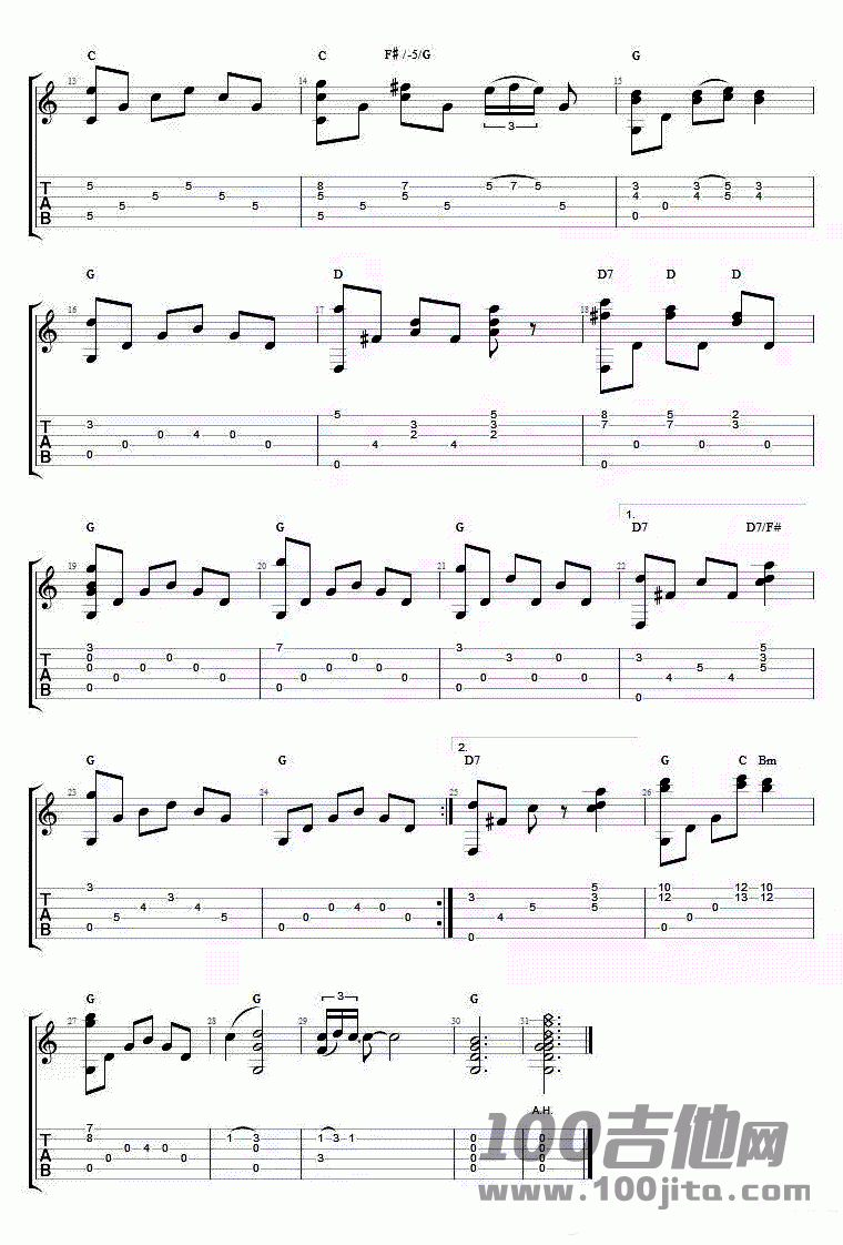 Silent_Night吉他谱__平安夜_独奏谱指弹谱