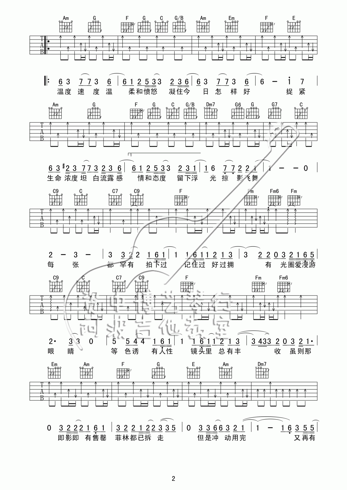 陈奕迅_沙龙_吉他谱_C调
