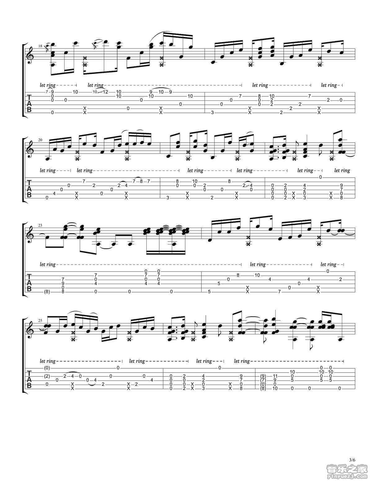 rylynn指弹谱_D调六线谱_Andy_McKee