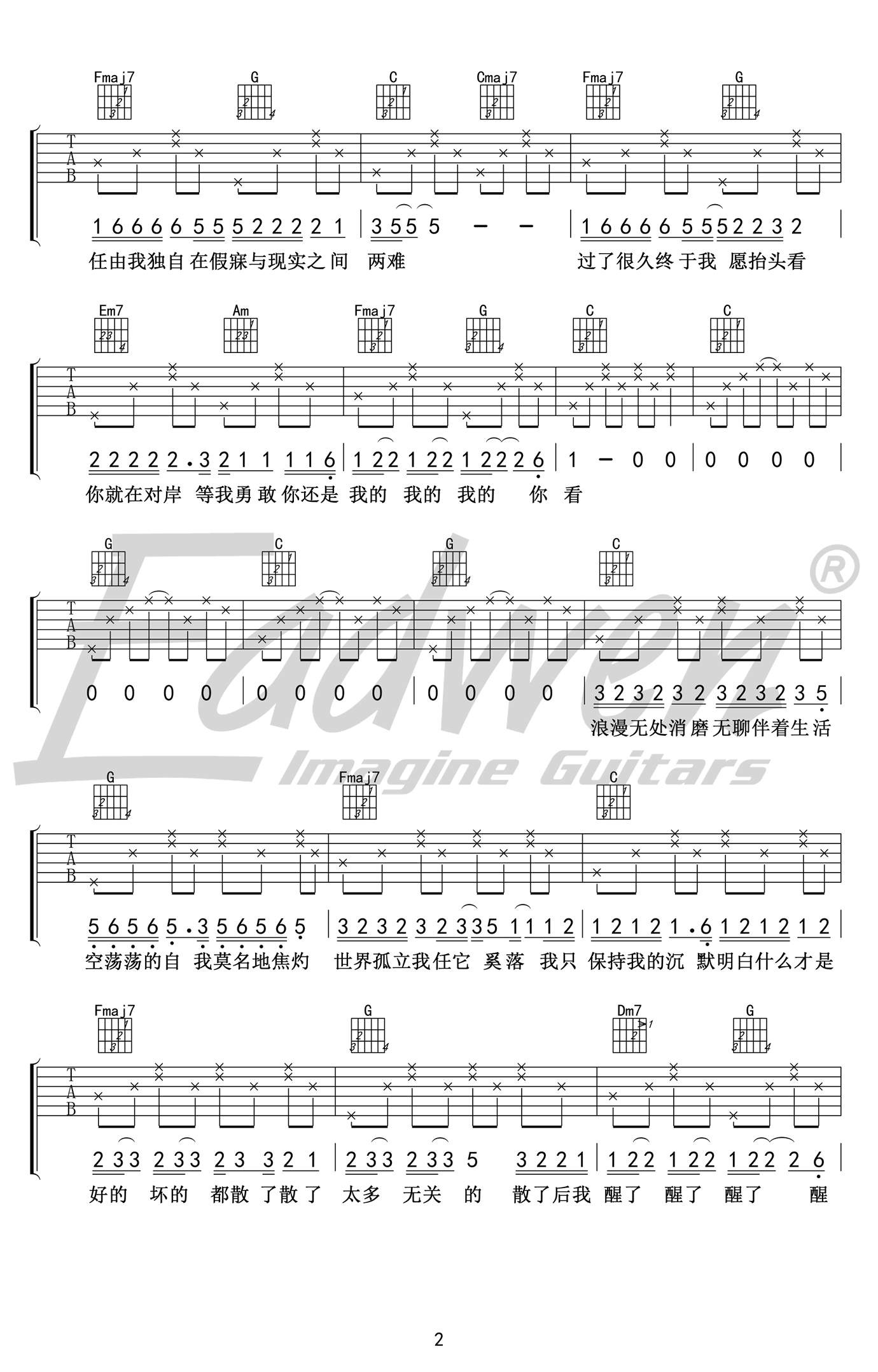 走马吉他谱_C调_抖音摩登兄弟版_吉他教学视频