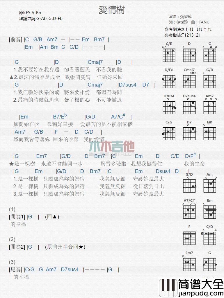 爱情树_吉他谱_张智成
