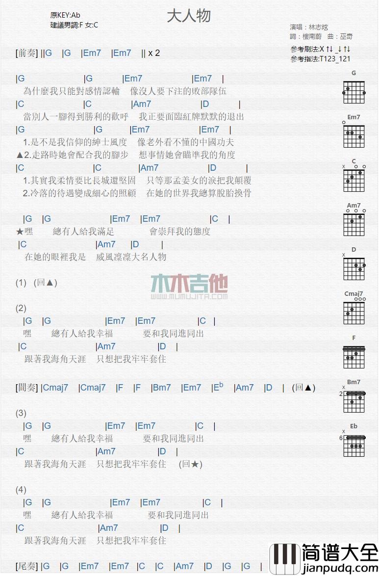 大人物_吉他谱_林志炫