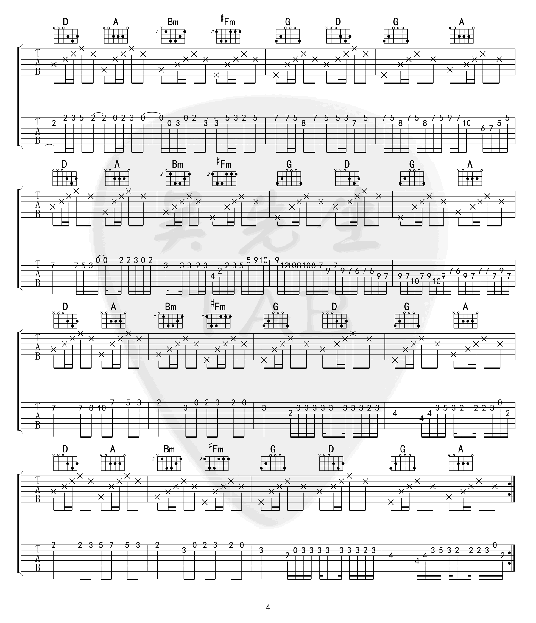 D大调卡农吉他谱_双吉他版本_Canon_and_Gigue_in_D