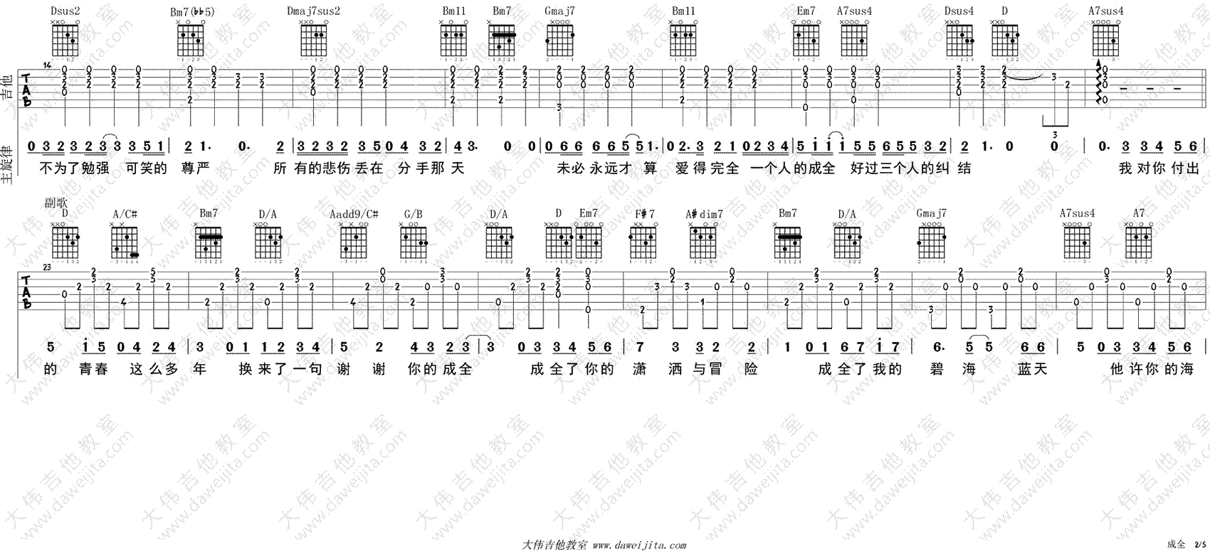 成全吉他谱_林宥嘉_D调弹唱谱__成全_吉他教学视频
