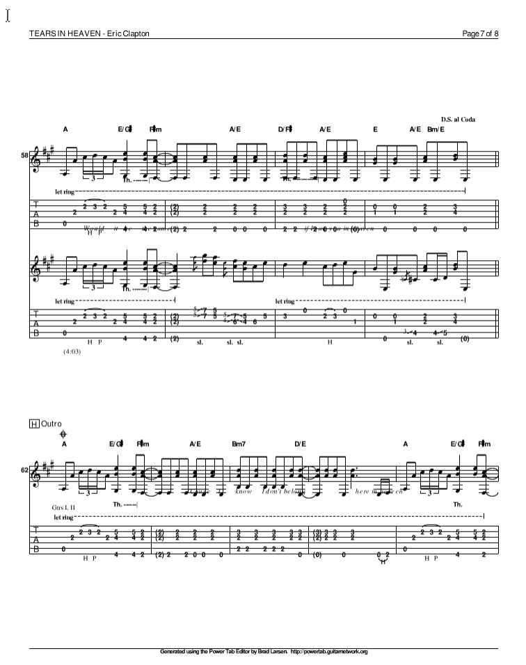 泪洒天堂指弹谱_原调六线谱_精选版_Eric_Clapton
