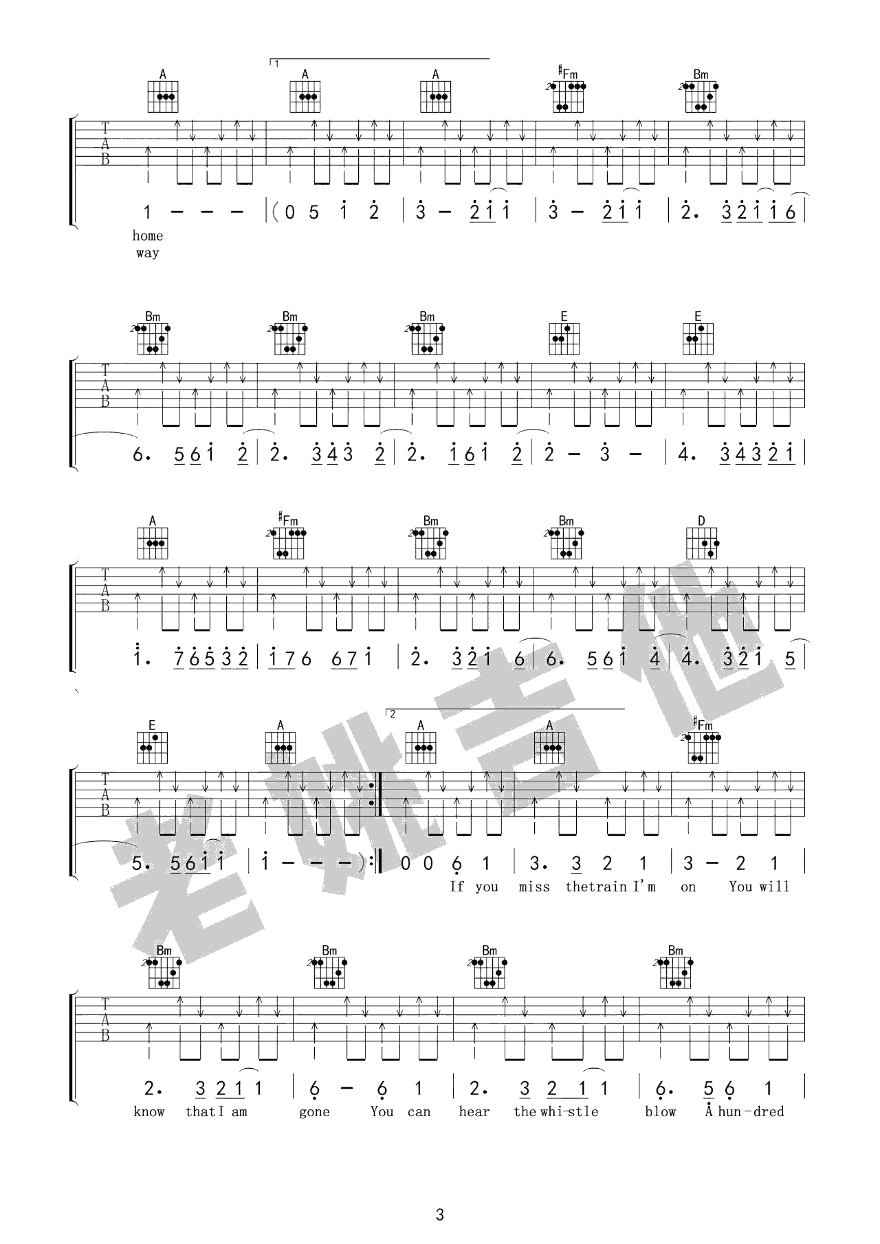 500_Miles吉他谱__醉乡民谣_主题曲吉他谱_吉他教学视频